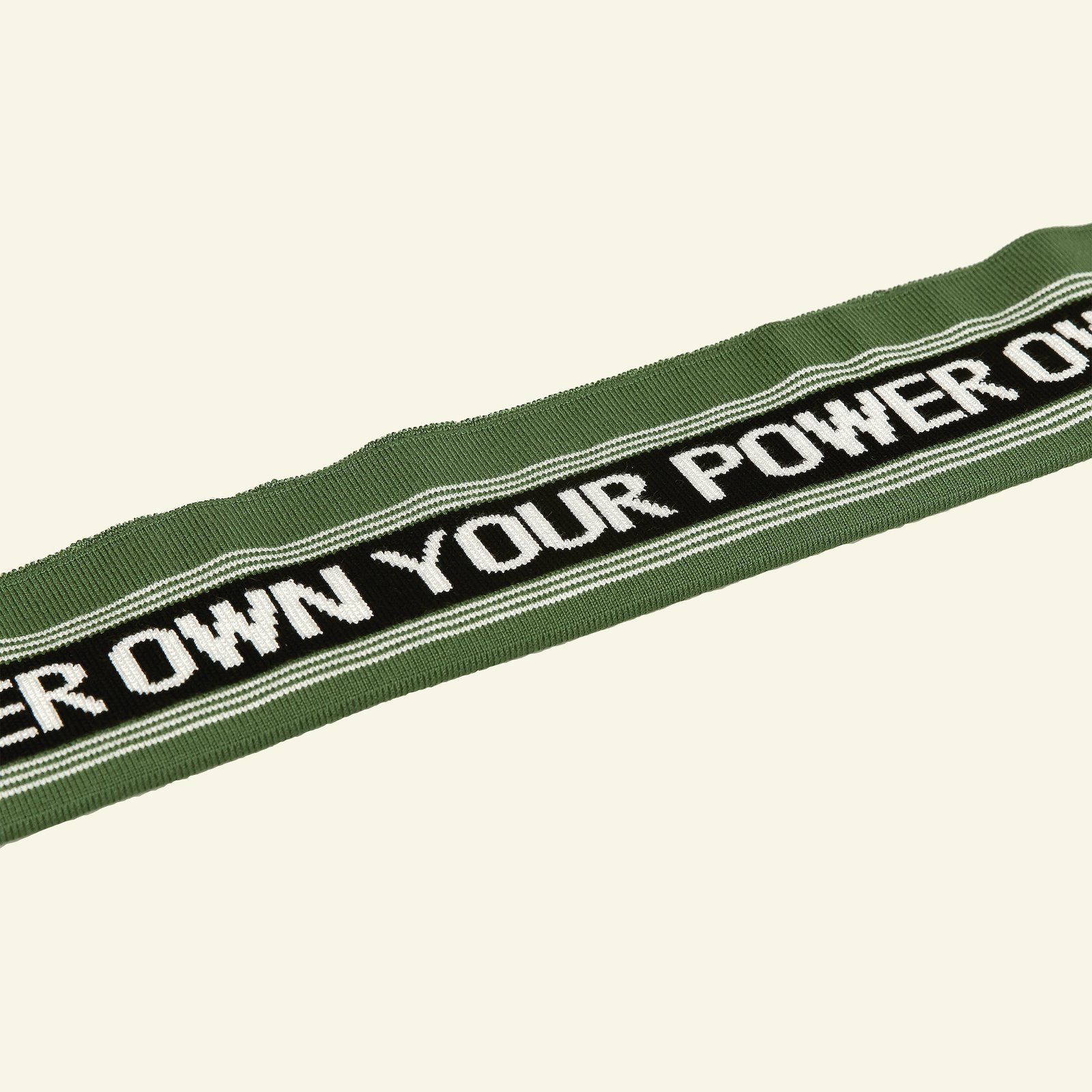 1x1 rib fold 14x100cm green 1pc, "OWN YOUR POWER". 96189_pack_b