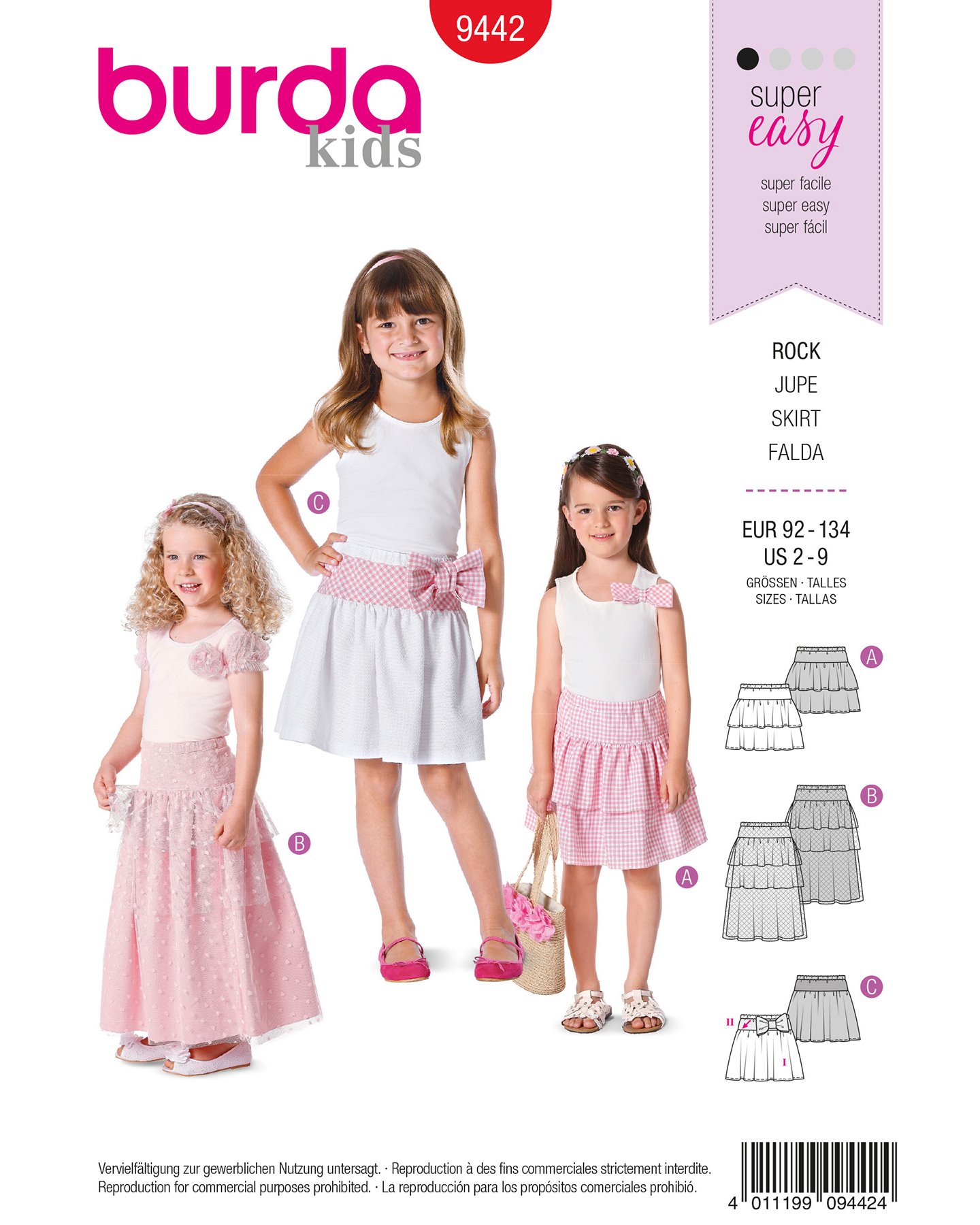 9442 Skirt w/ layers kids 92-134 1100208_pack