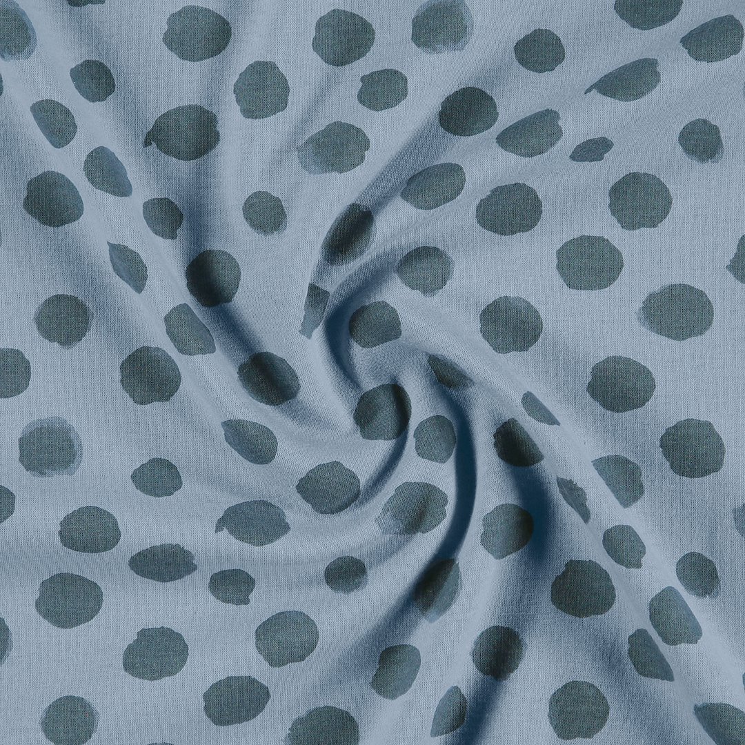 Billede af Alpefleece støvet blå med store prikker