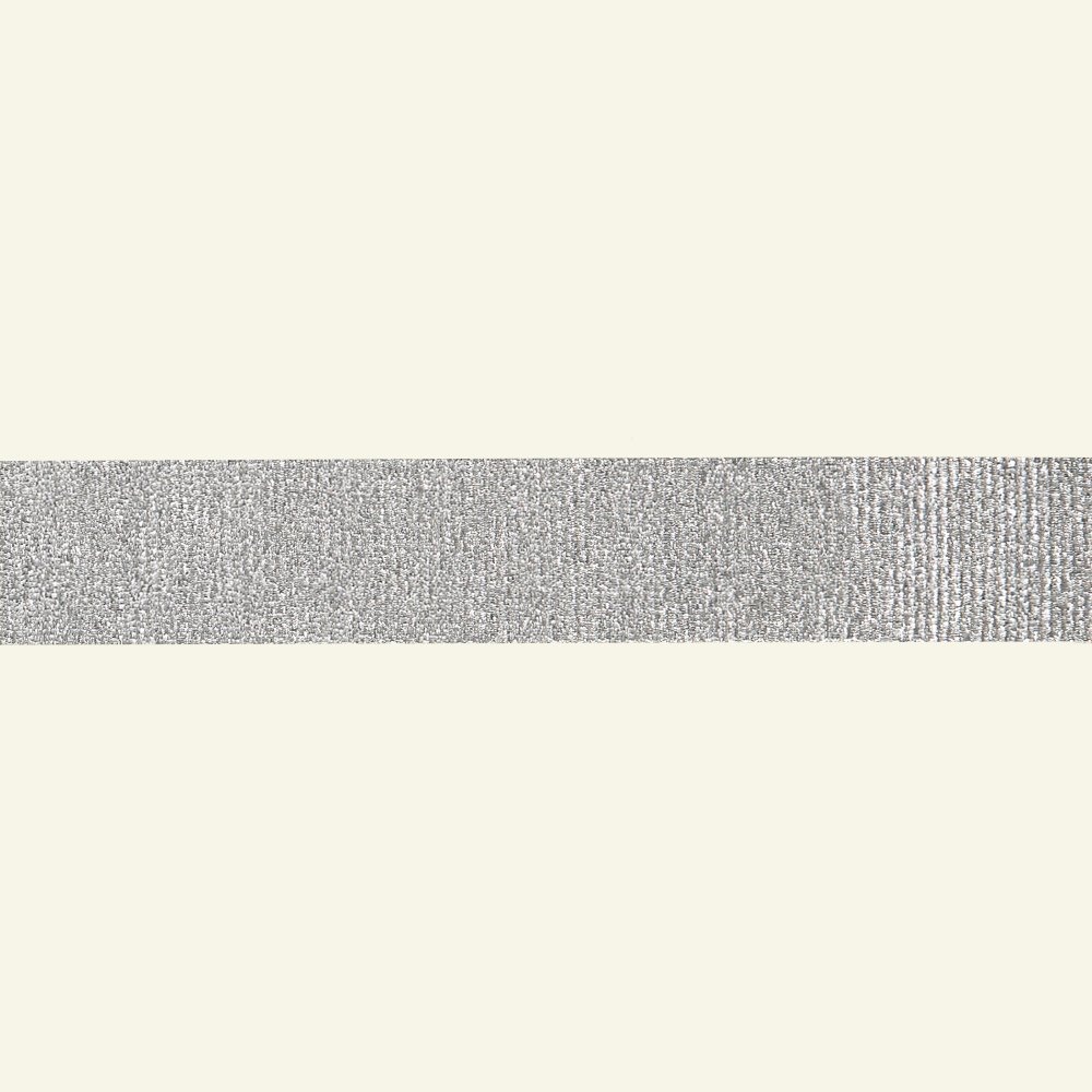 Bånd vevet 32mm lys grå/sølv lurex 3m 21367_pack
