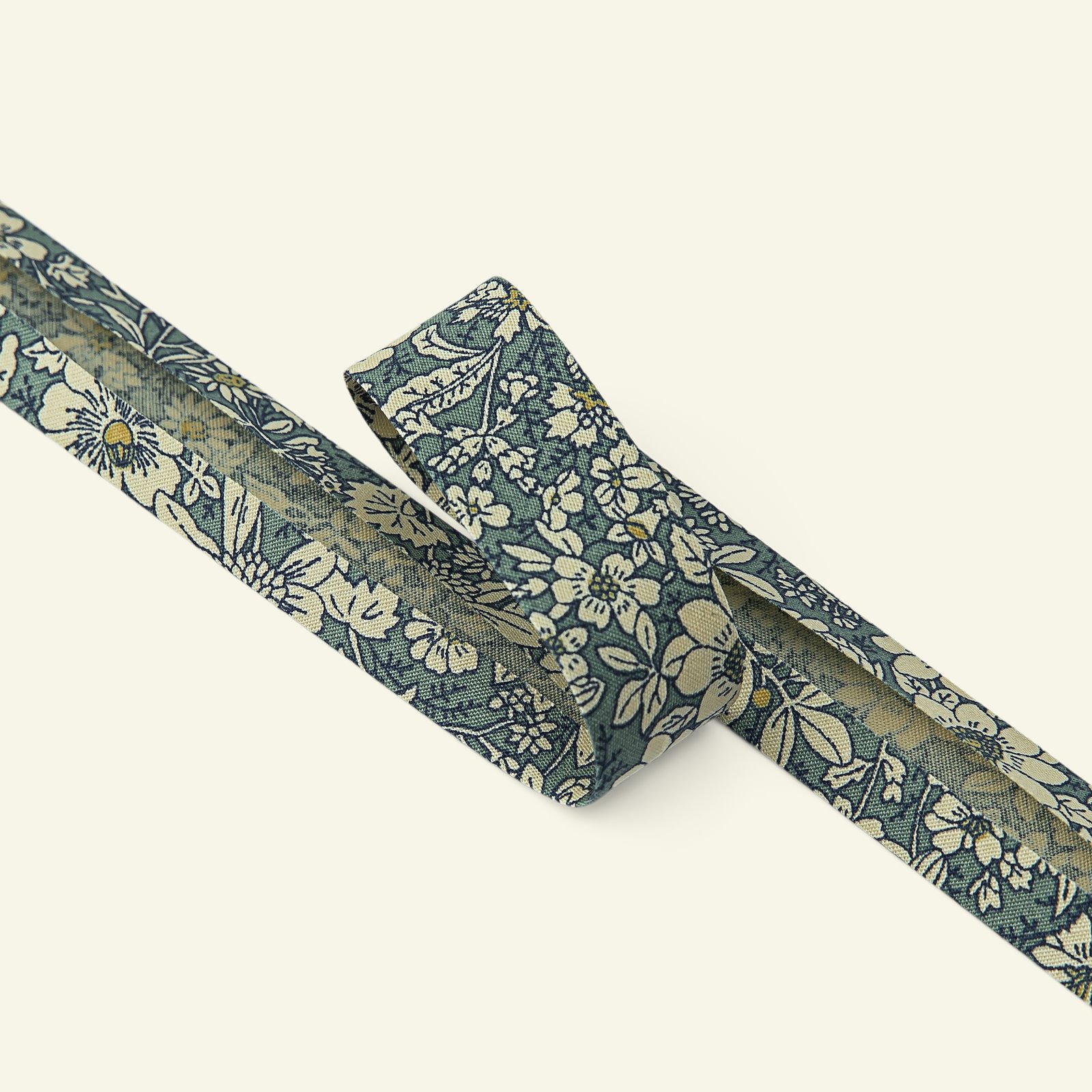 Baumwoll-Schrägband 18mm Blumen Grün, 3m 64035_pack
