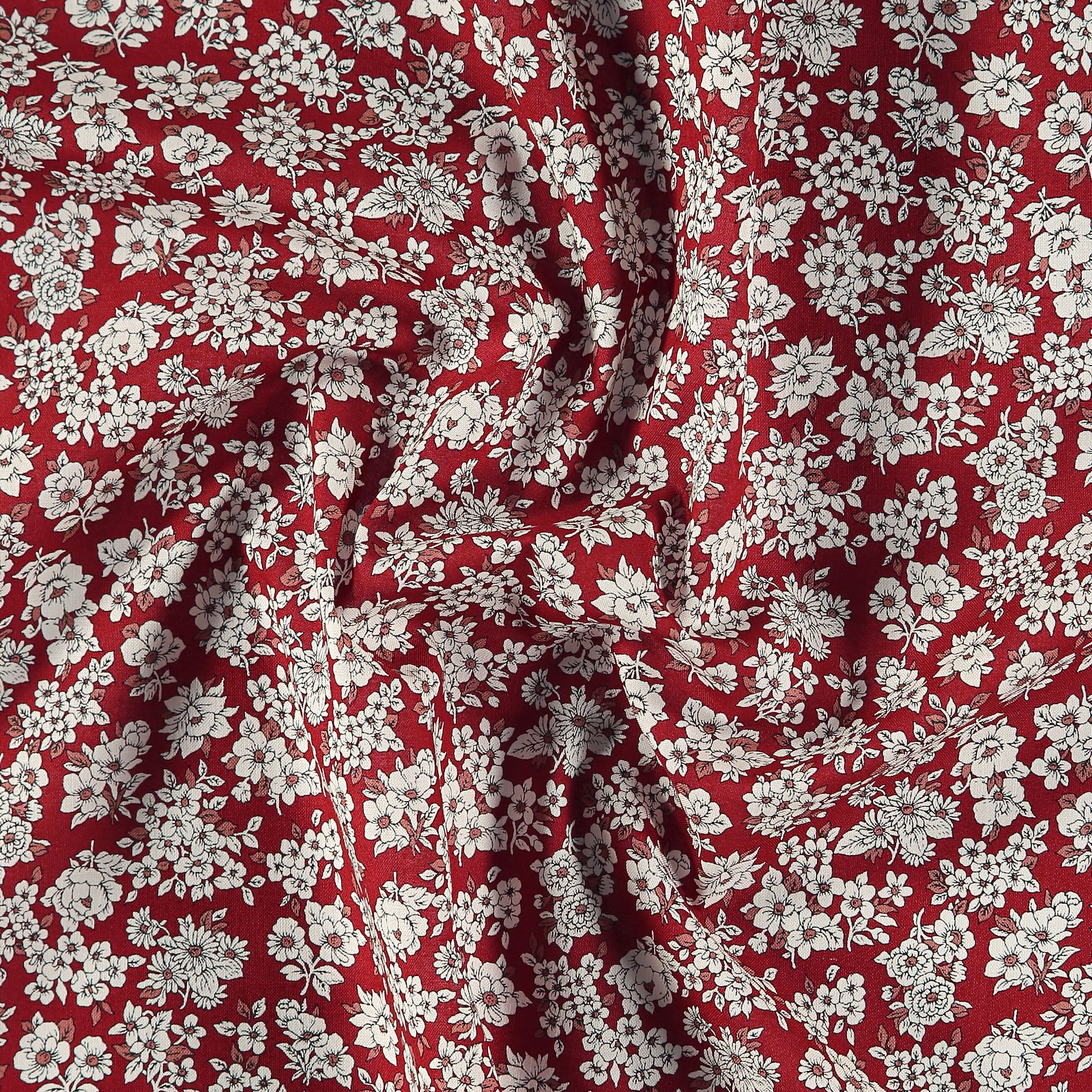 Baumwolle, klassisches rot m. weißen Blumen 852398_pack