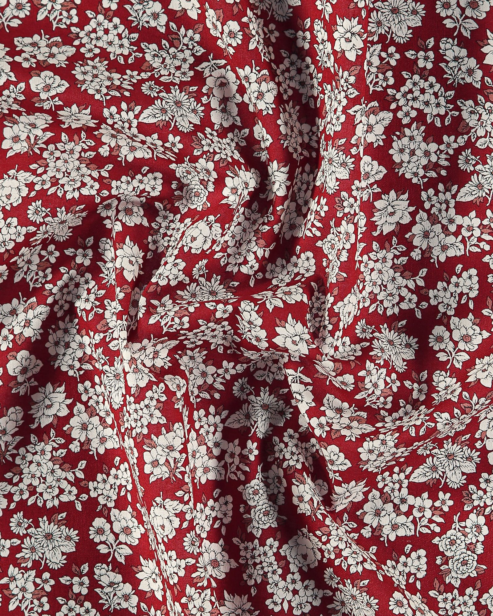 Baumwolle, klassisches rot m. weißen Blumen 852398_pack