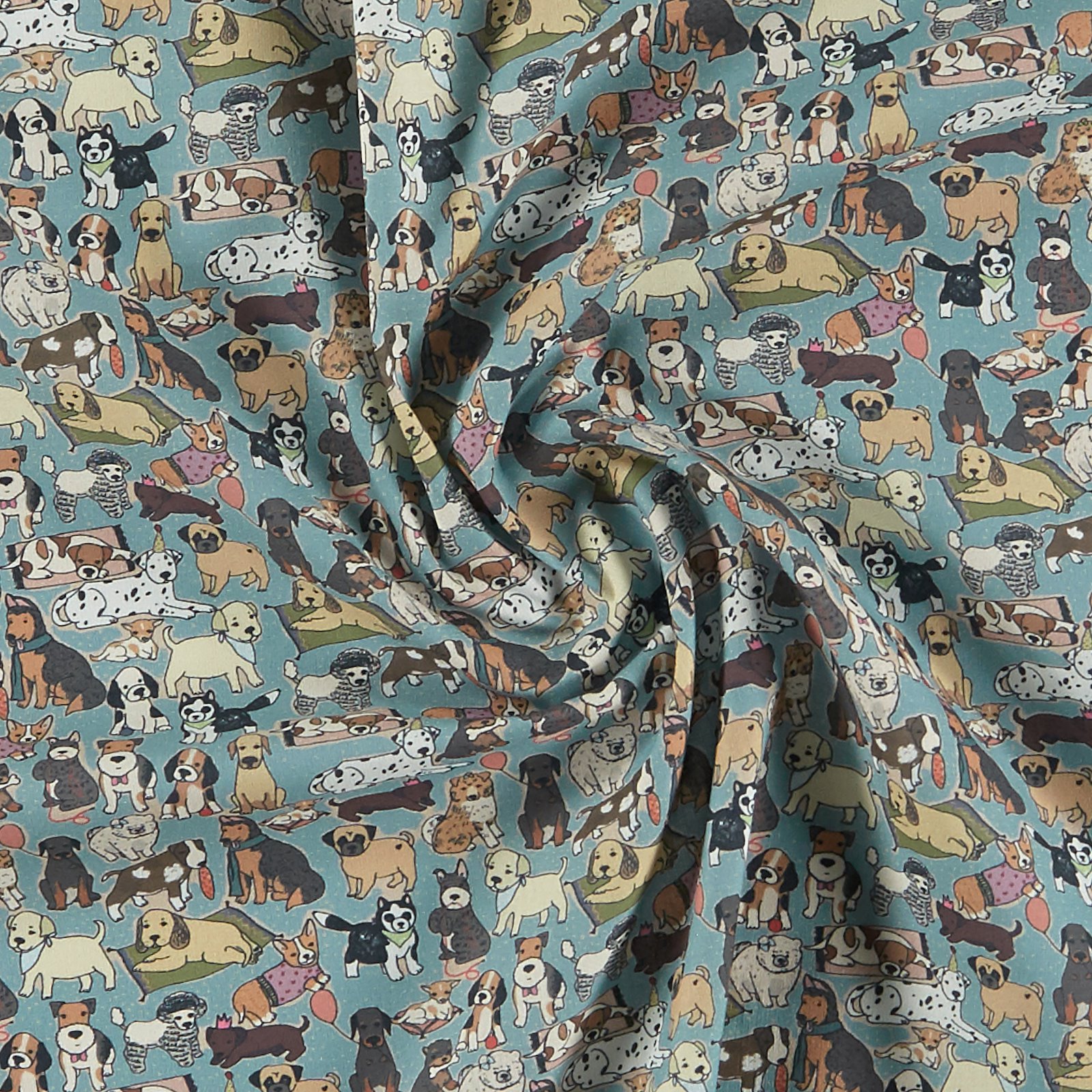 BCI cotton dusty aqua blue with dogs 780560_pack