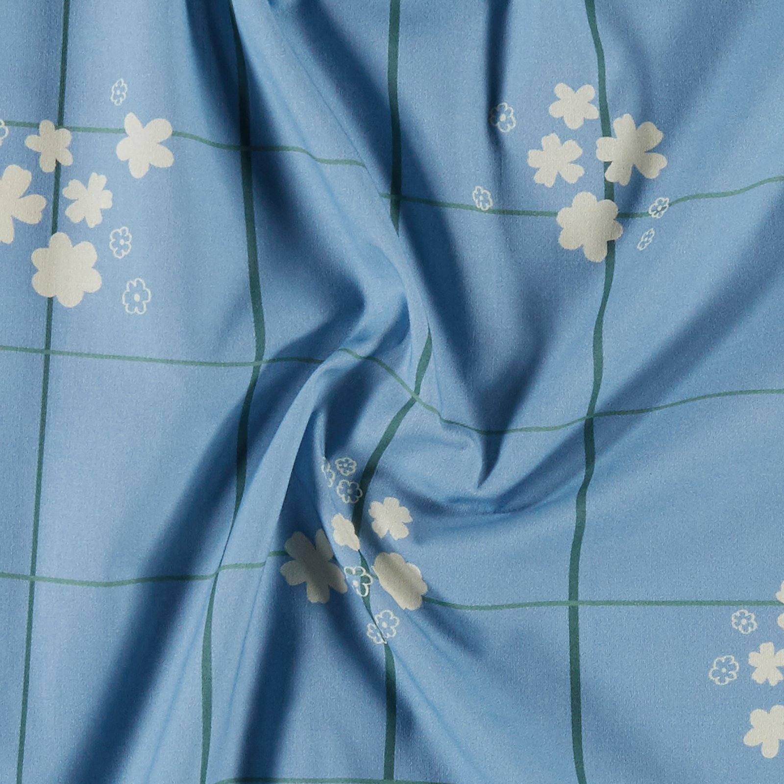 BCI cotton light blue check and flower 780770_pack