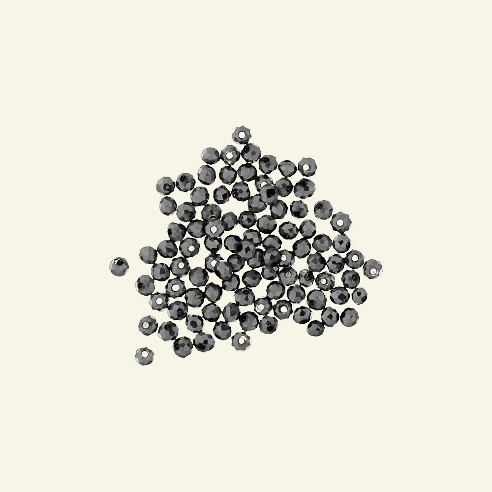 Beads glass 3mm dark silver col. 100pcs 45443_pack