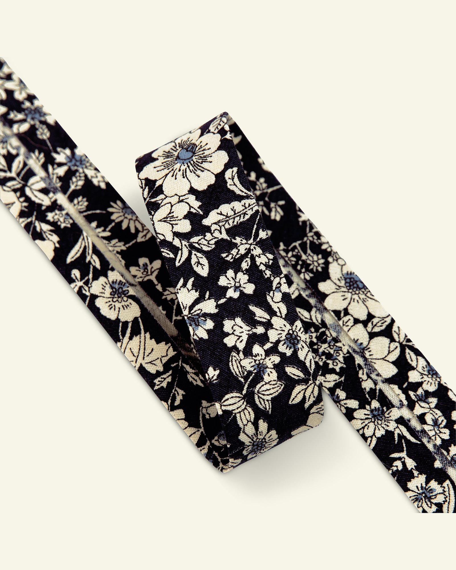 Bias tape cotton 18mm flowered navy 3m 64033_pack