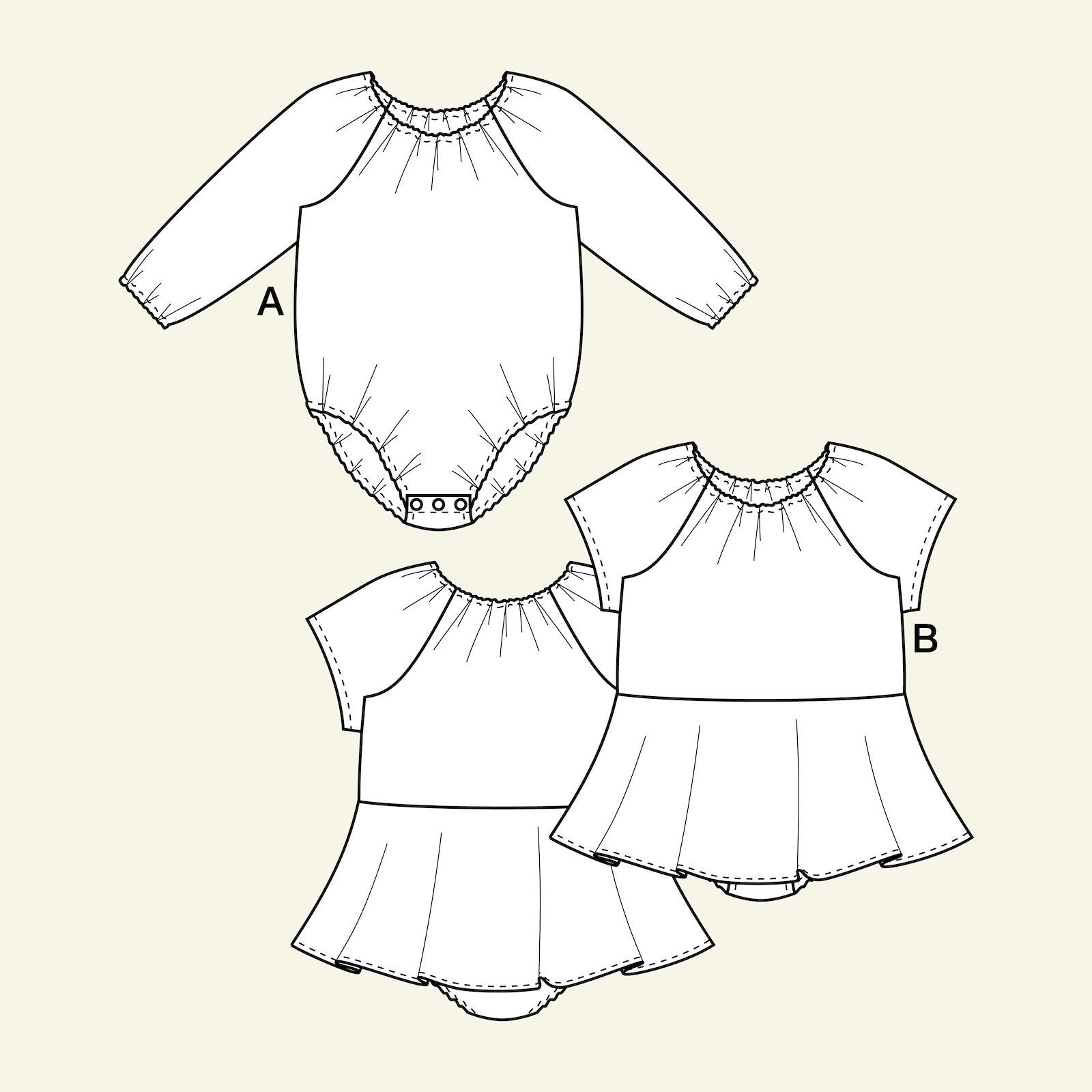 Bodysuit with/without skirt, 80/1y p82003_pack
