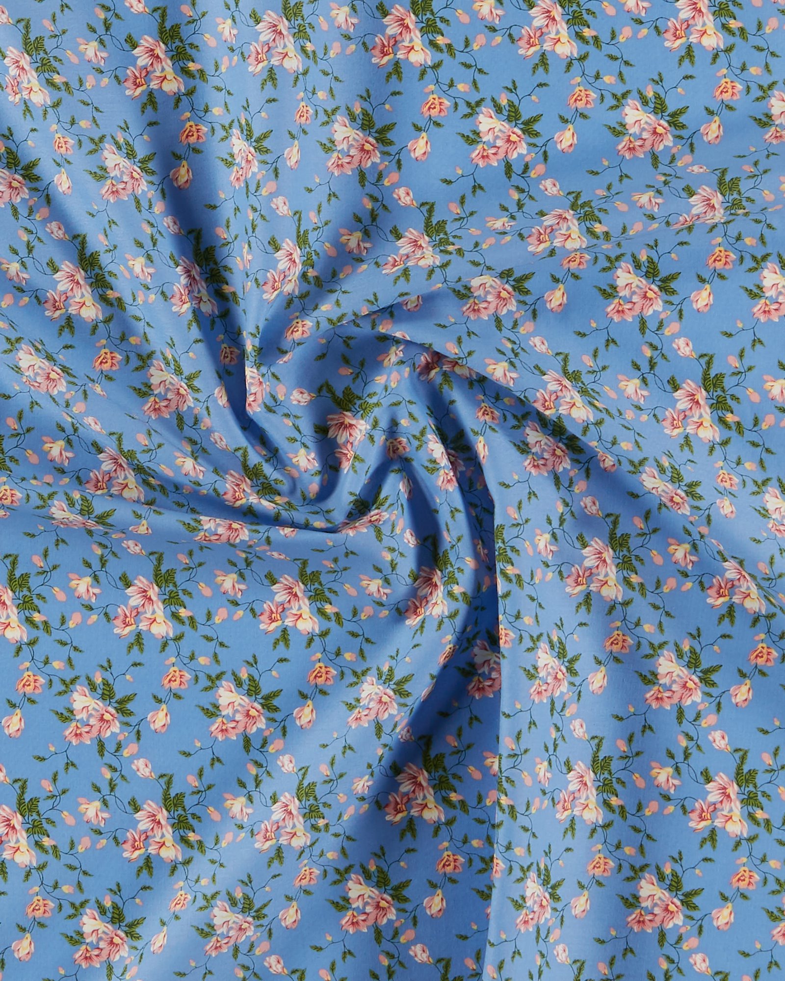 Bomull blå med rosa blomster 852500_pack