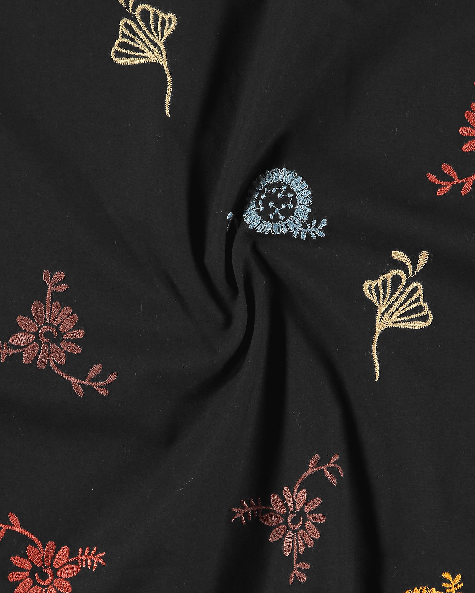 Bomullspoplin svart med blomsterbroderi 540131_pack