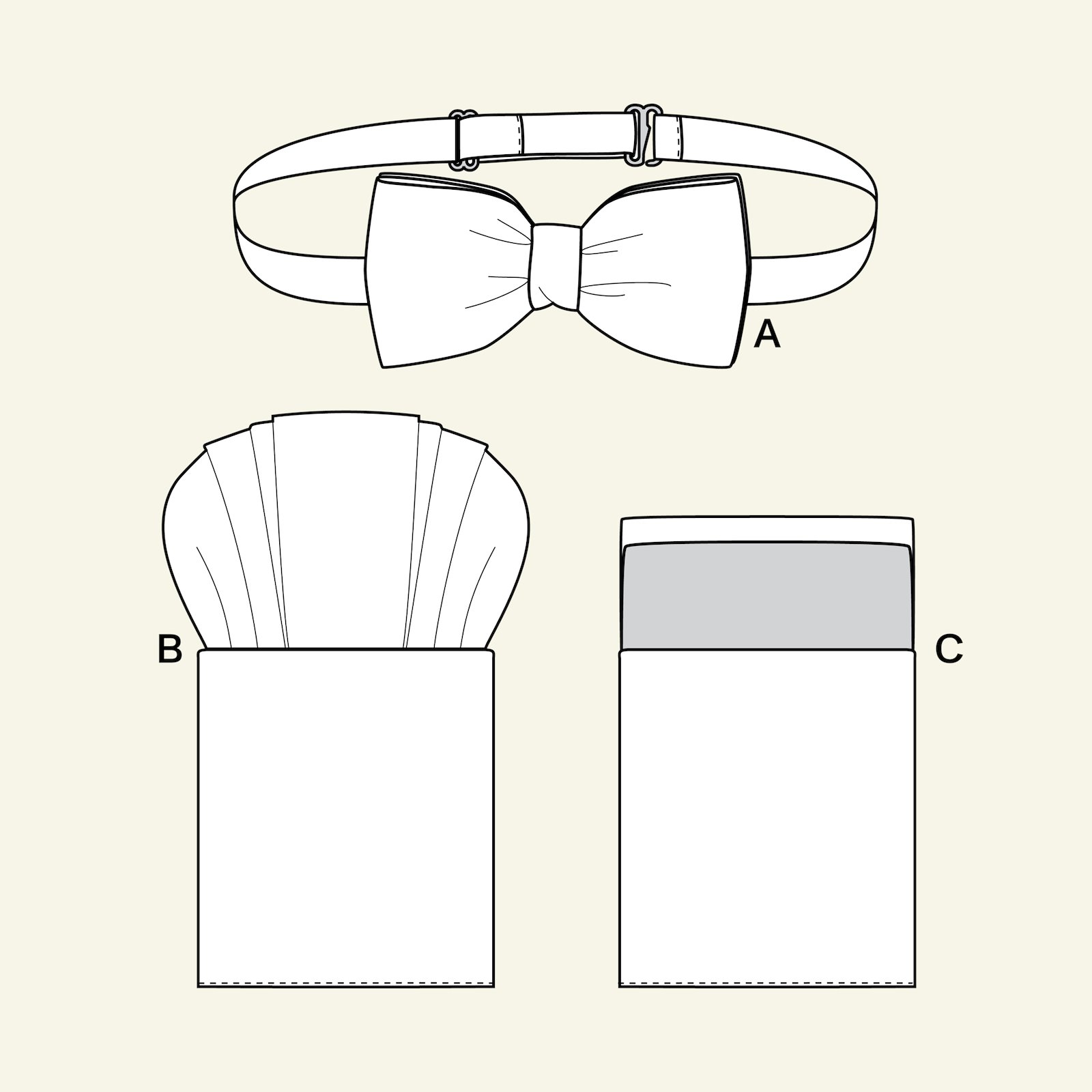 Bow tie and breast pocket handkerchief 9029100_pack