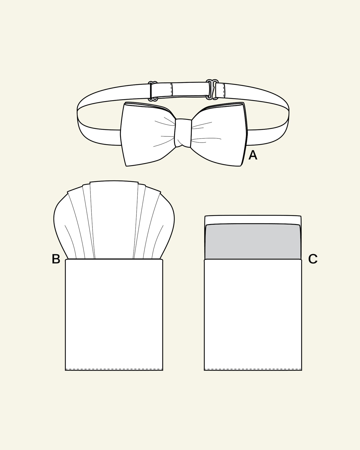 Bow tie and breast pocket handkerchief 9029100_pack