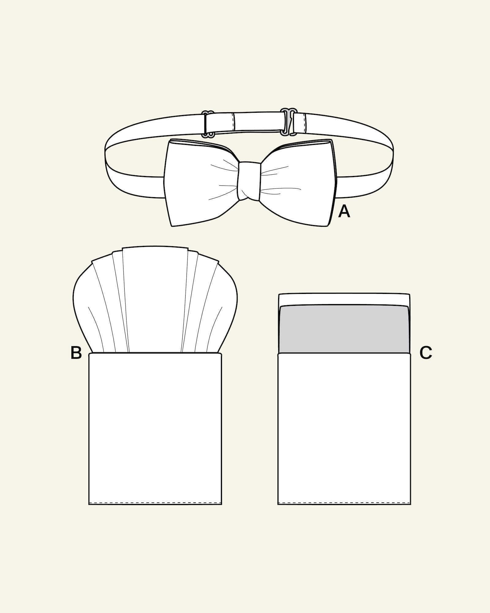 Bow tie and breast pocket handkerchief p90291_pack