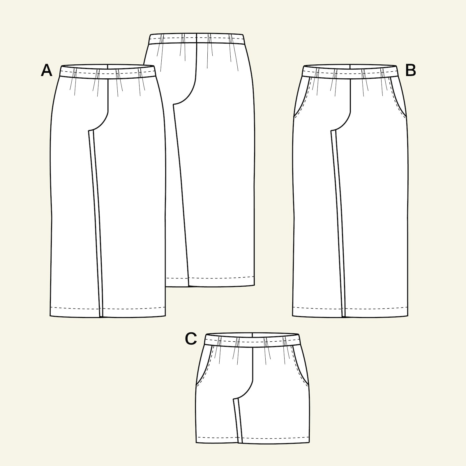 Bukse/shorts med vidde og lommer, 34 p20061000_p20061001_p20061002_p20061003_p20061004_pack_b