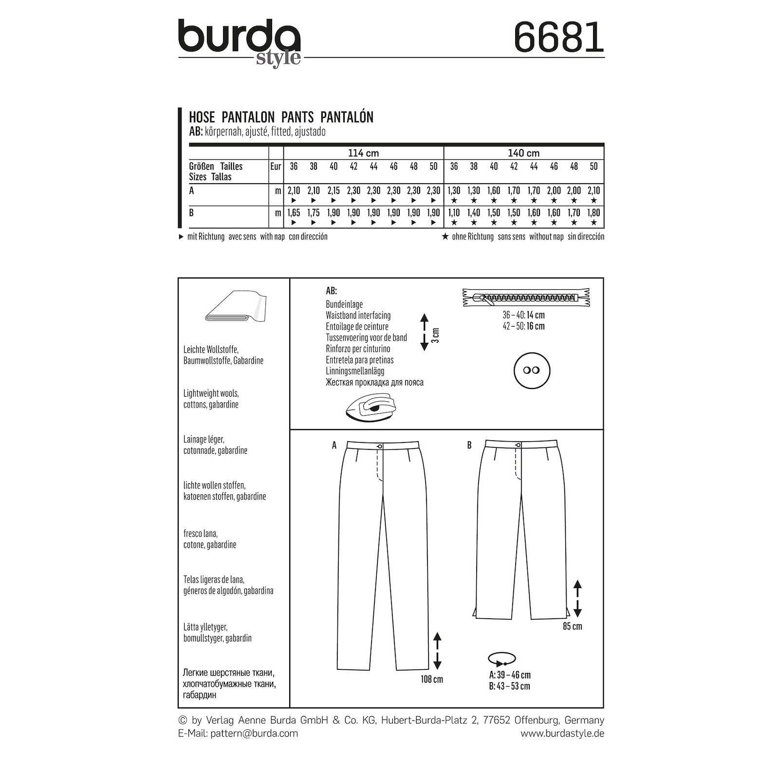 Burda mönster 6681, Byxa med knapp och blixtlås dam, stl. 36-50 1100141_pack_b