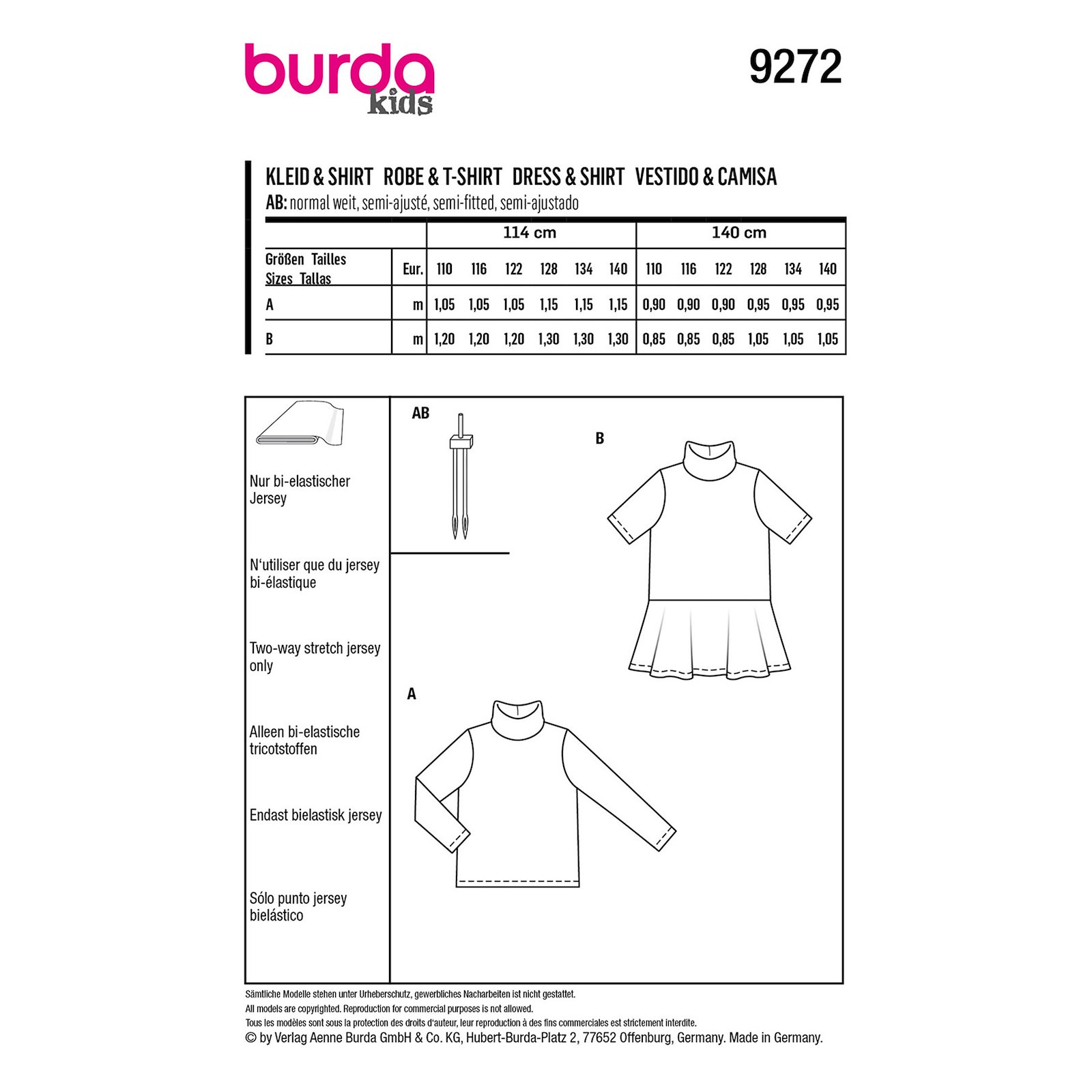 Burda mönster 9272, Tröja/klänning med polokrage barn, stl.110-140 1100182_pack_b