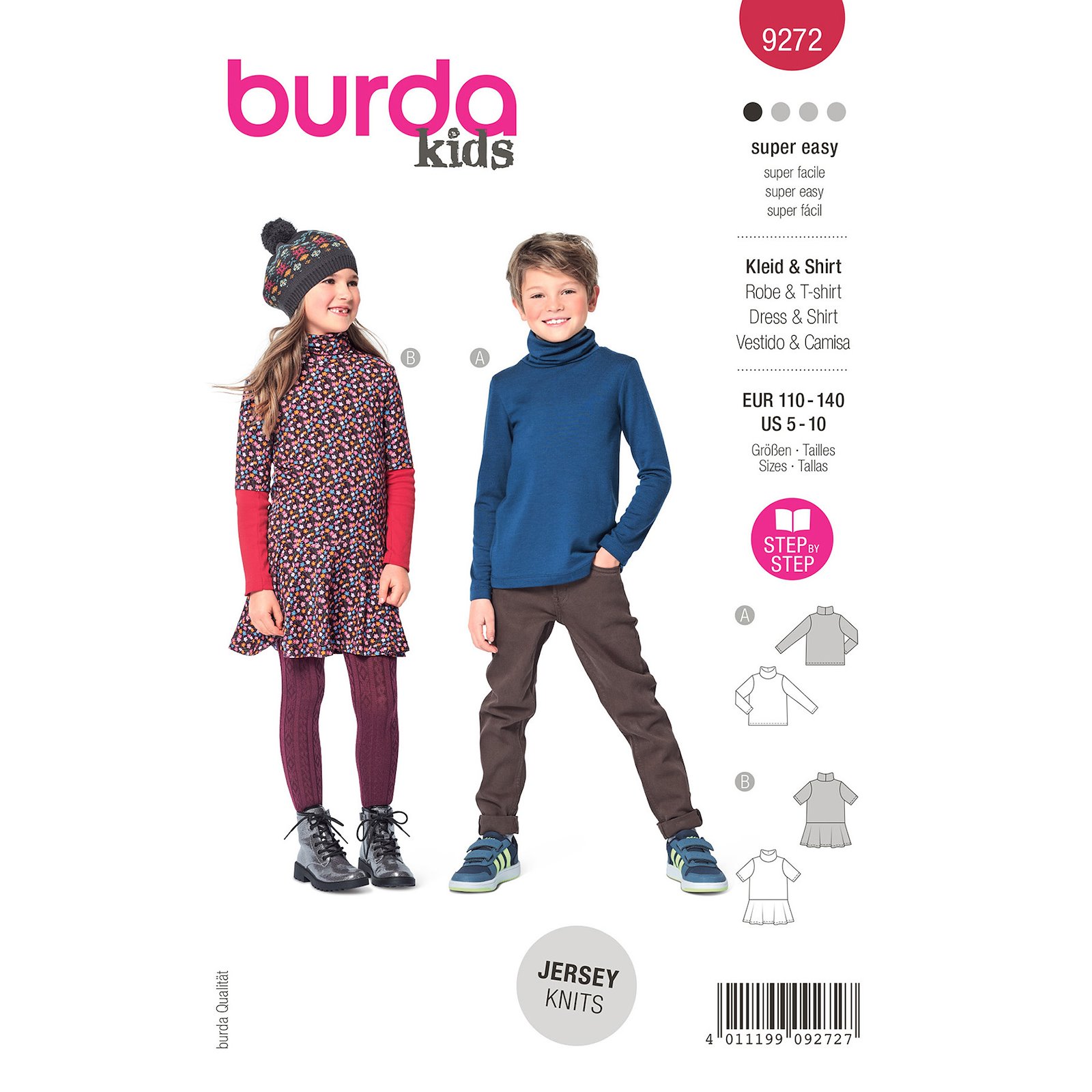 Burda mönster 9272, Tröja/klänning med polokrage barn, stl.110-140 1100182_pack