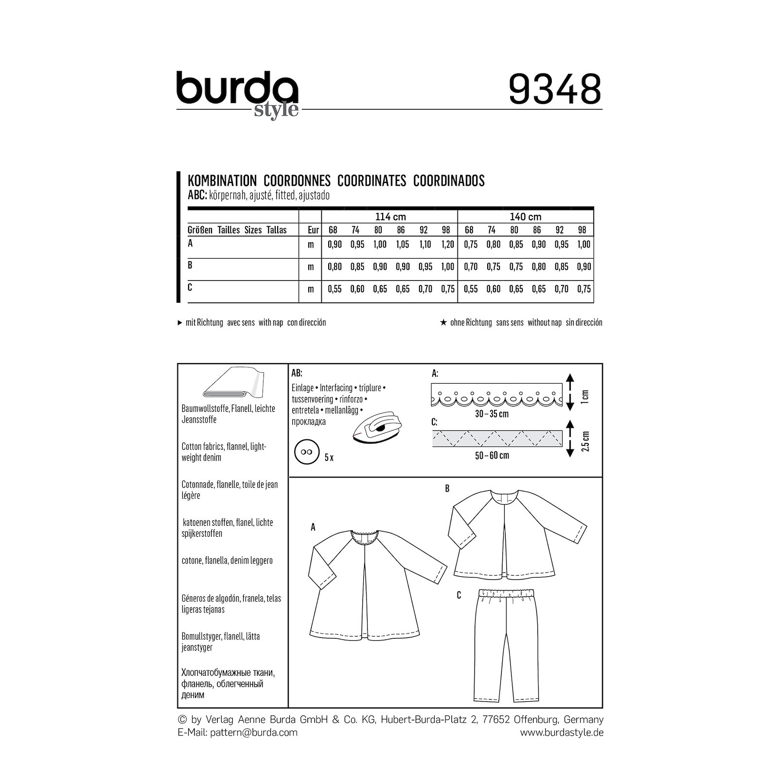 Burda mönster 9348, Klänning/blus/byxa barn, stl. 86-98 1100195_pack_b