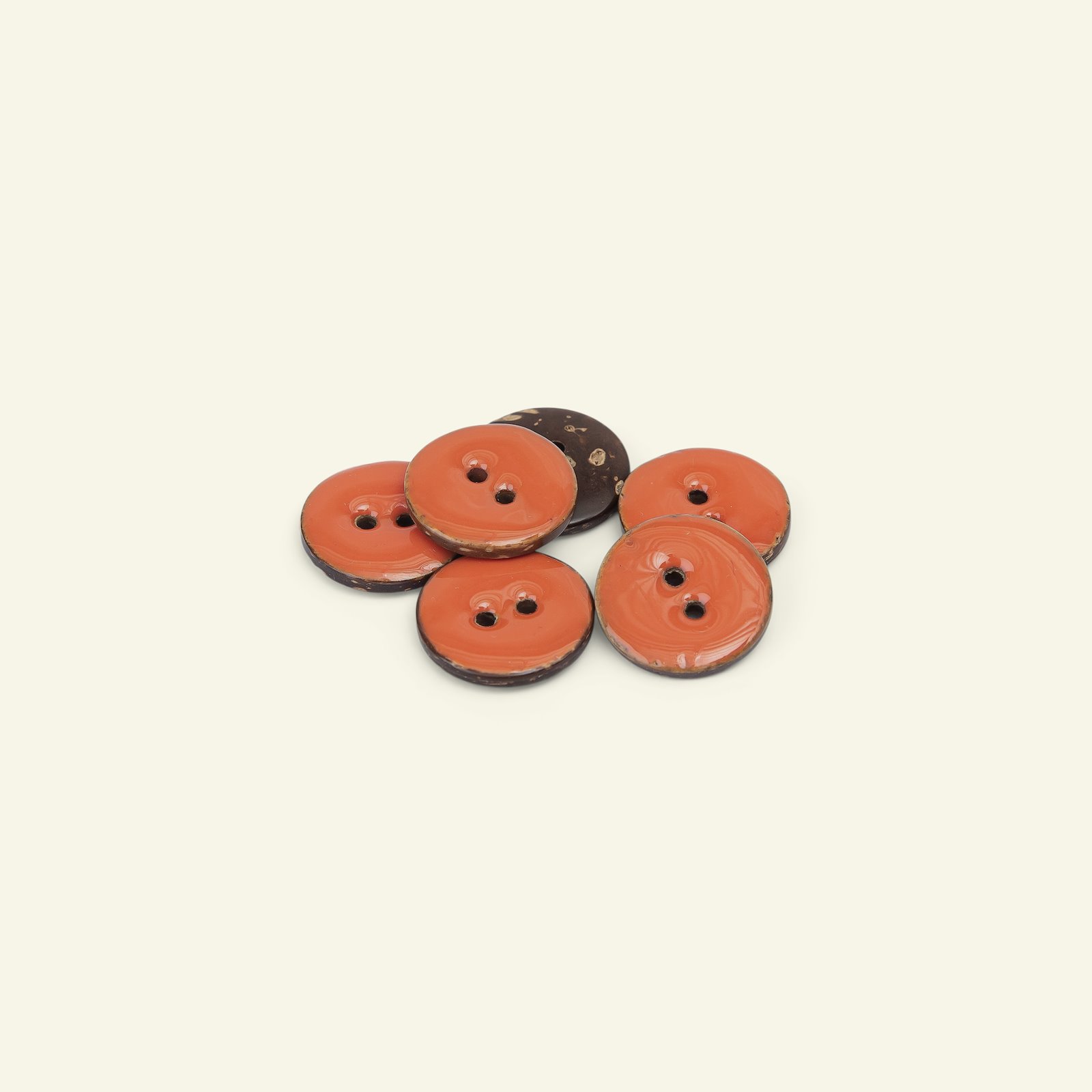 Button 2-holes coconut 18mm coral 6pcs 33429_pack