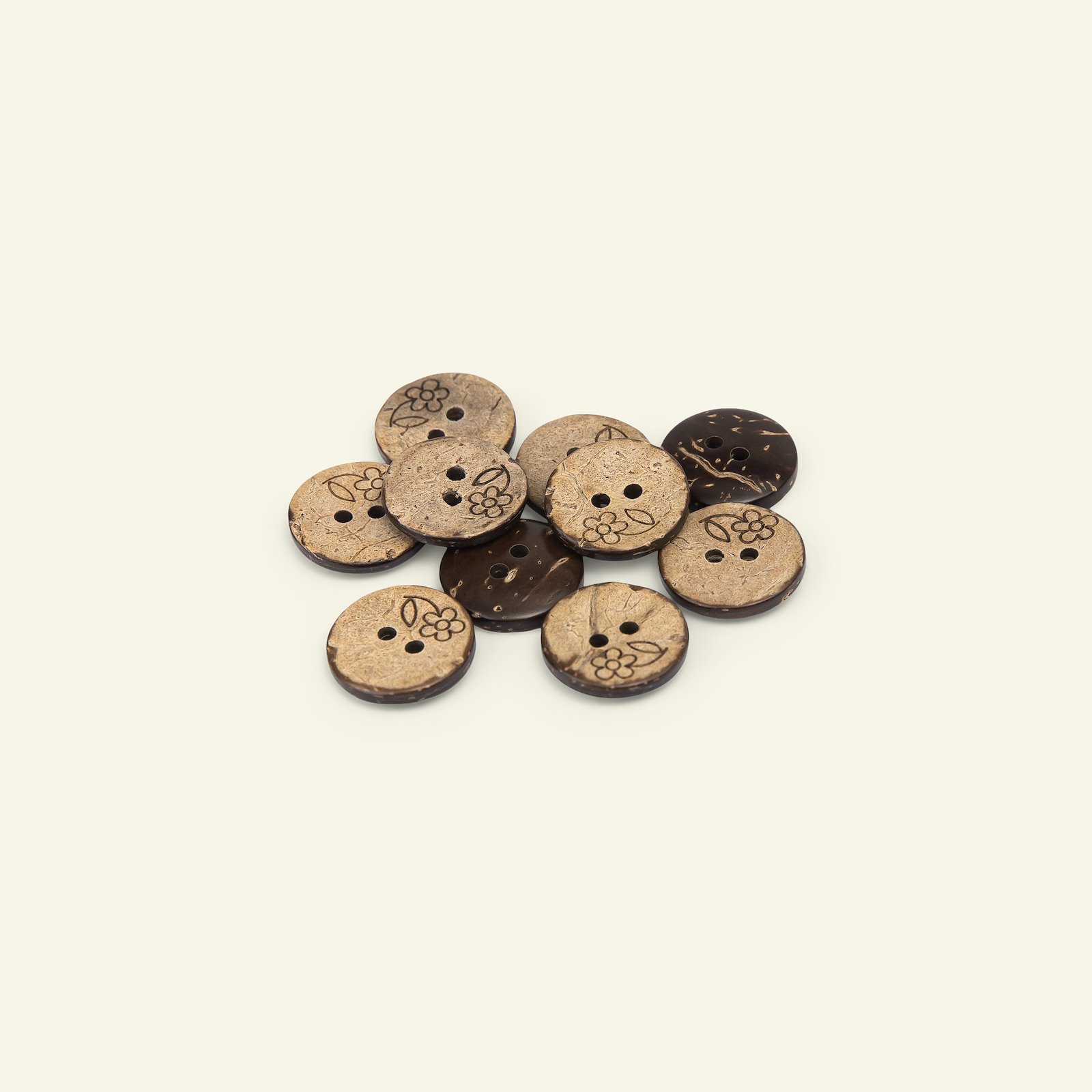 Button 2-holes coconut flower 15mm 10pcs 33508_pack