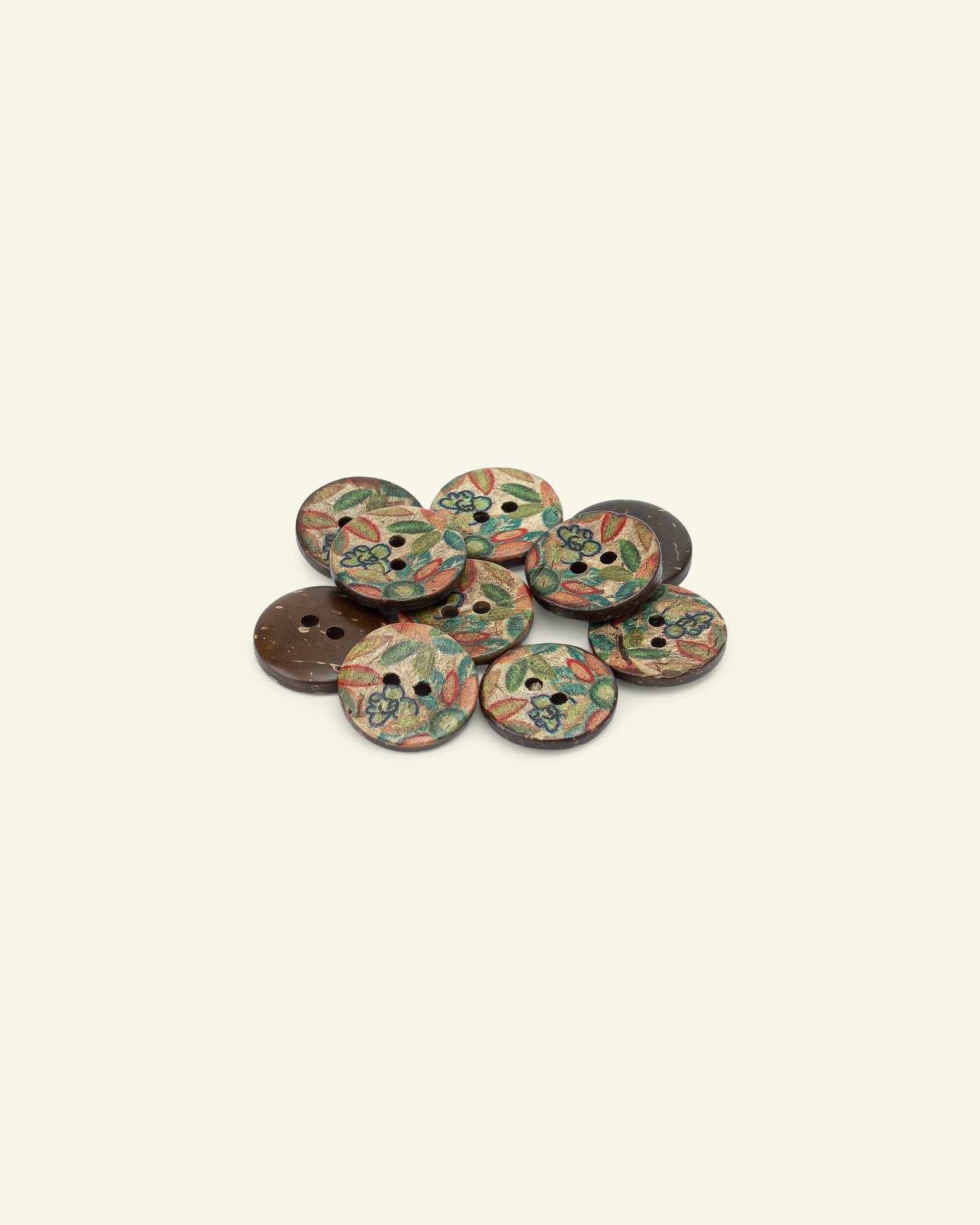 Button 2-holes coconut flower 15mm 10pcs 33552_pack