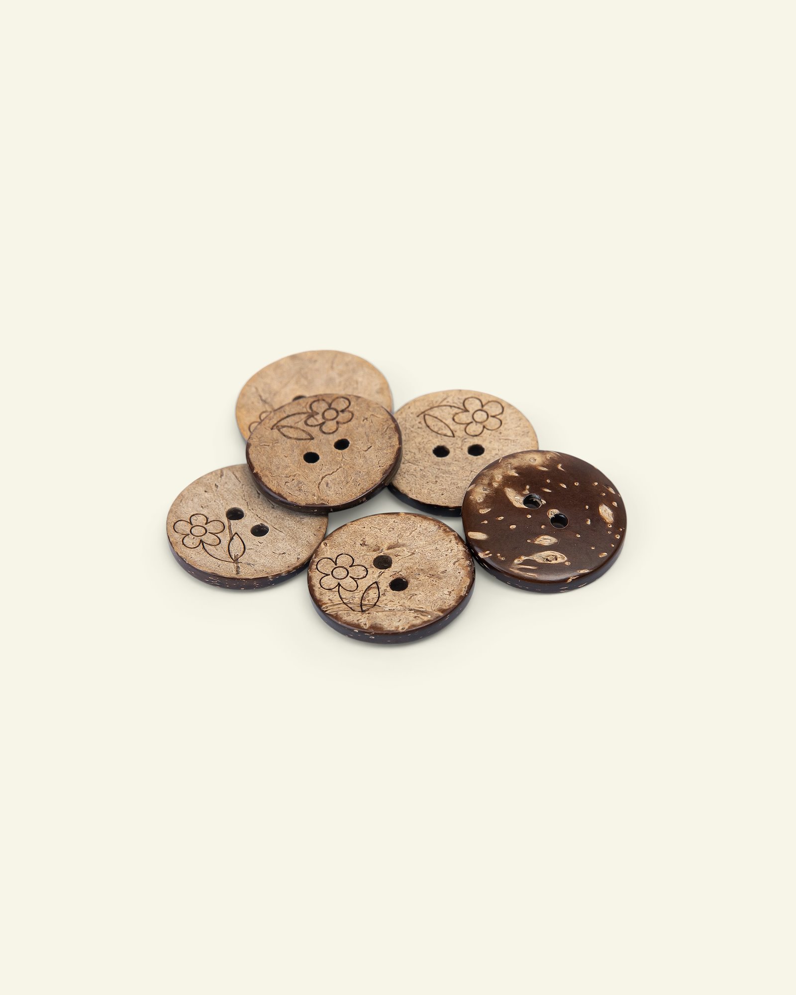 Button 2-holes coconut flower 23mm 6pcs 33510_pack