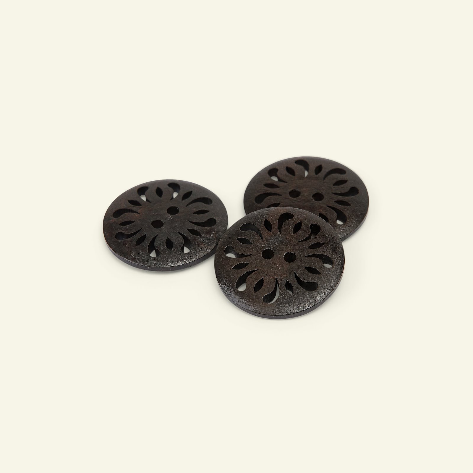 Button 2-holes engraved 30mm brown 3pcs 33532_pack