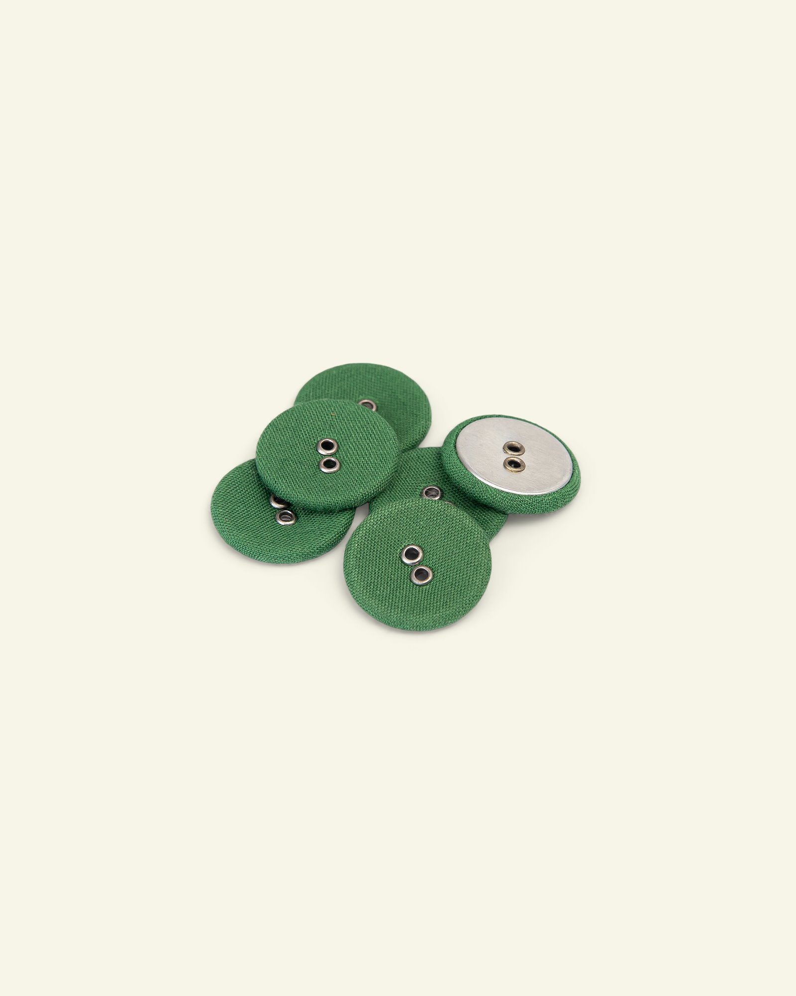 Button 2-holes fabric 20mm green 6pcs 33300_pack