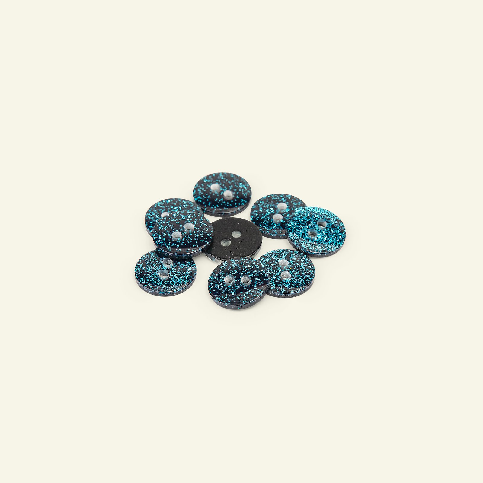 Button 2-holes glitter 14mm aqua 8pcs 33259_pack