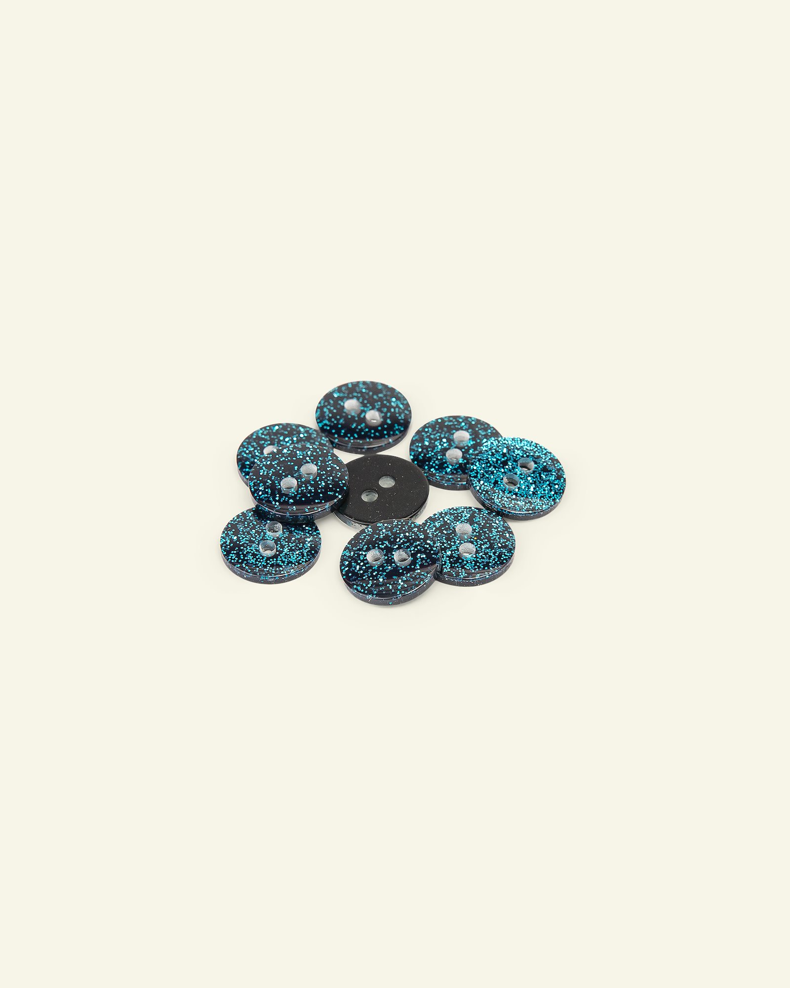 Button 2-holes glitter 14mm aqua 8pcs 33259_pack