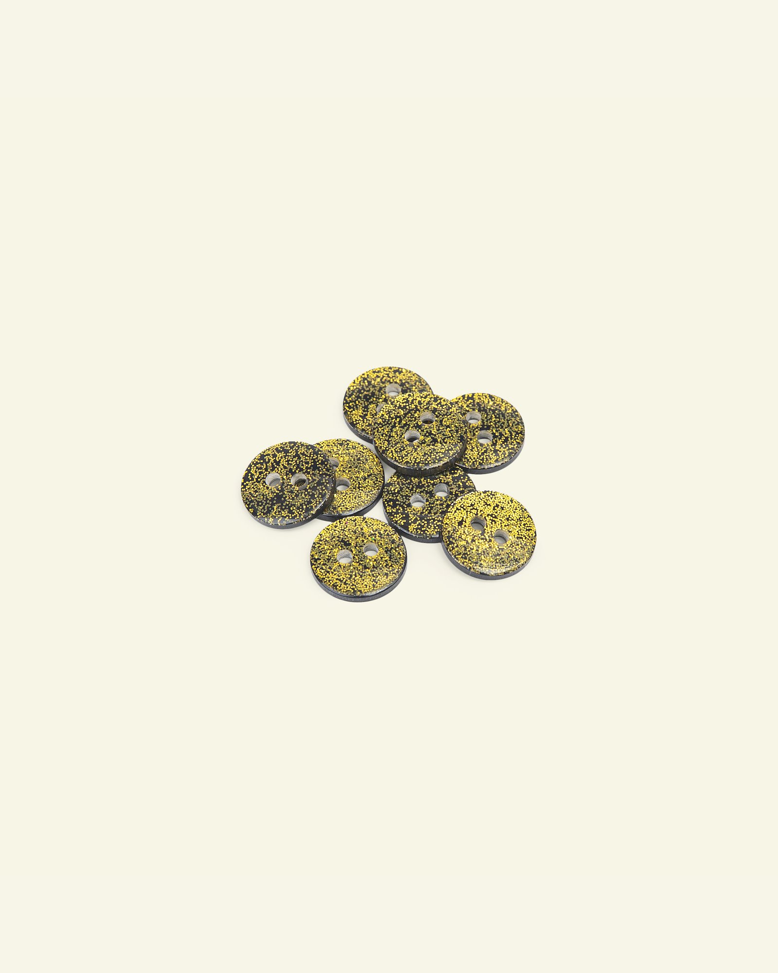 Button 2-holes glitter 14mm gold 8pcs 33258_pack