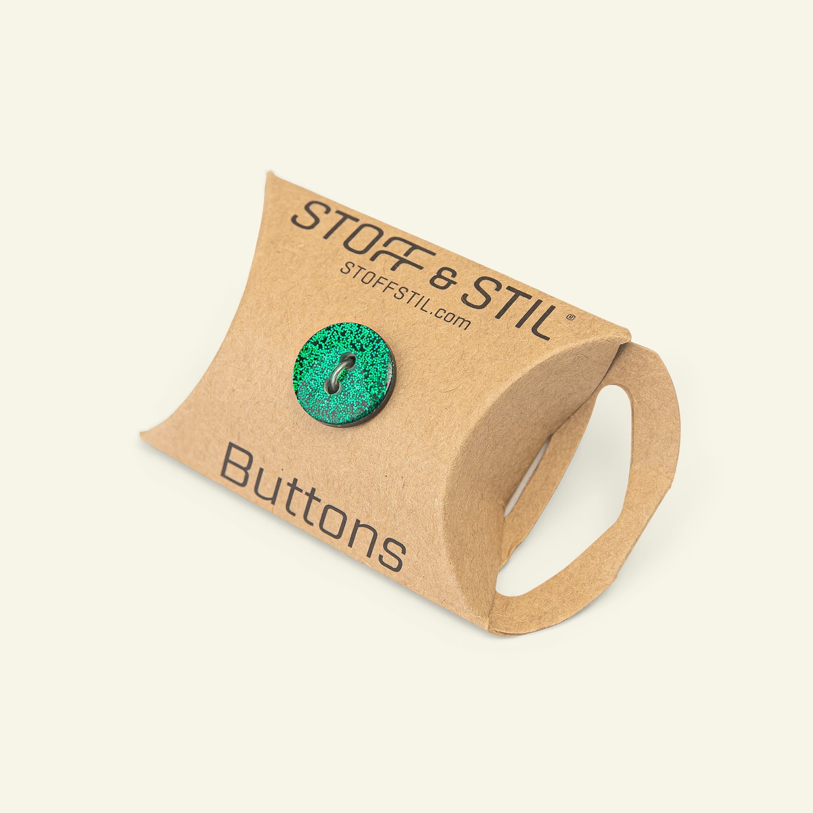 Button 2-holes glitter 14mm green 8pcs 33257_pack_b