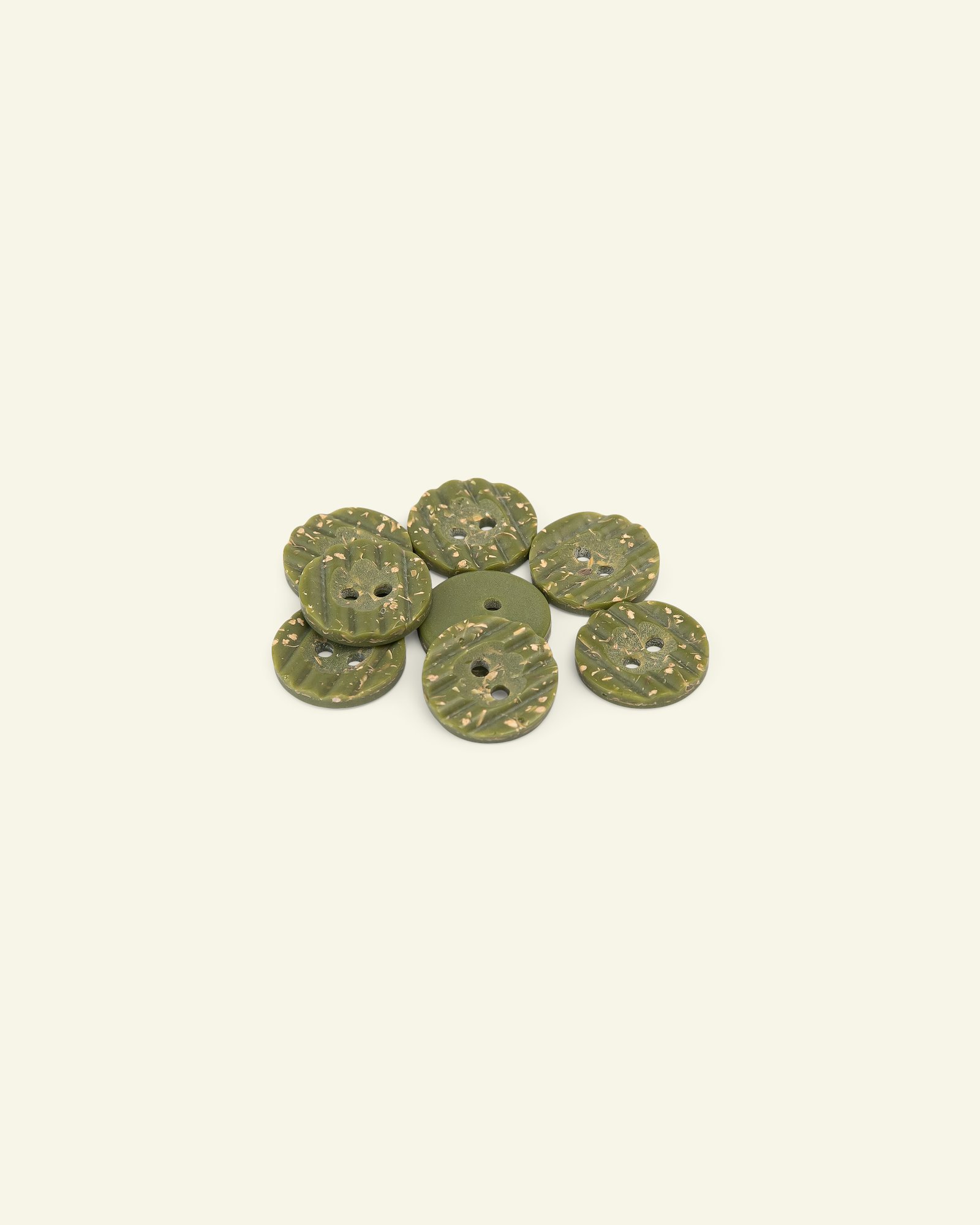 Button 2-holes grooved 15mm green 8pcs 33315_pack