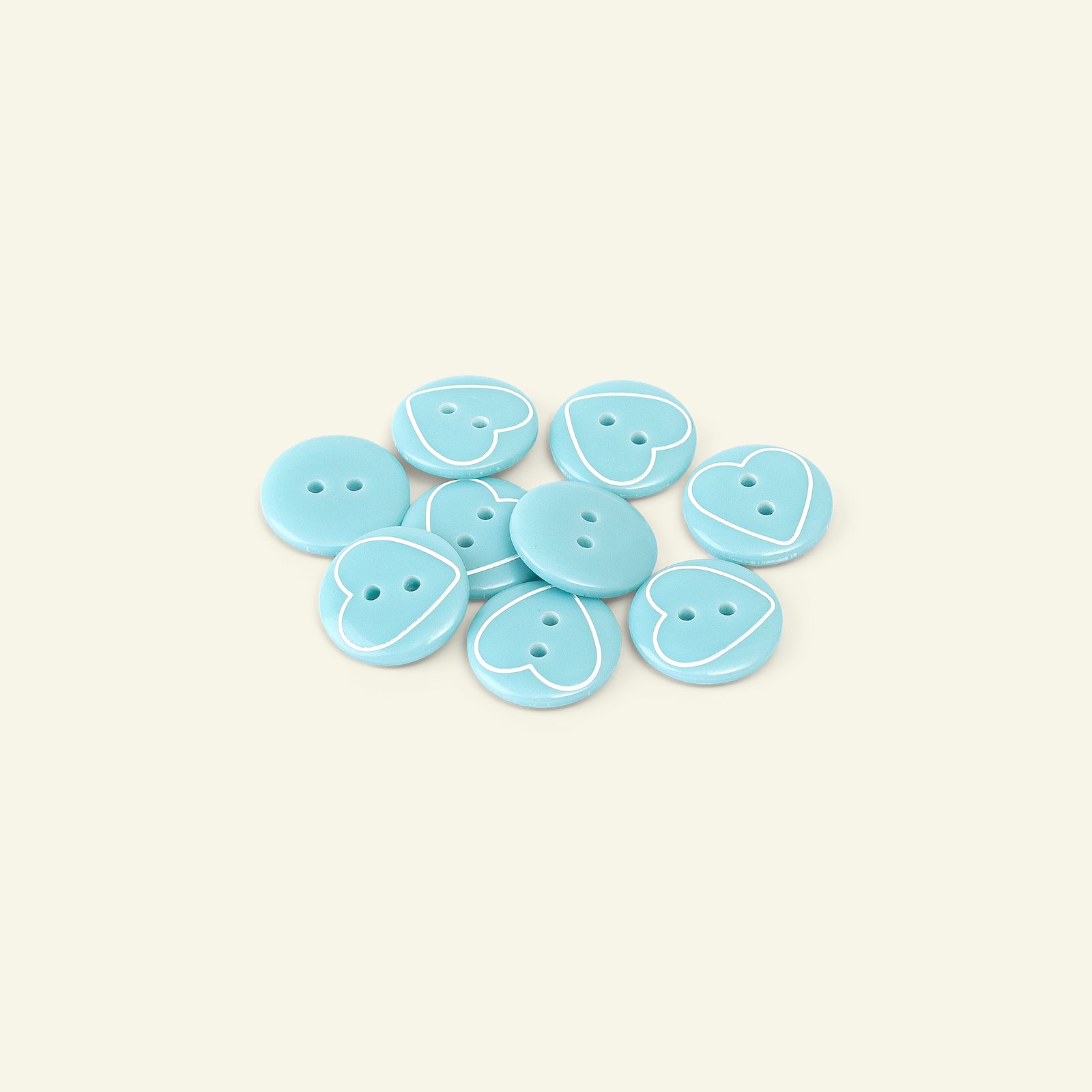 Button 2-holes heart 15mm blue 9pcs 33302_pack