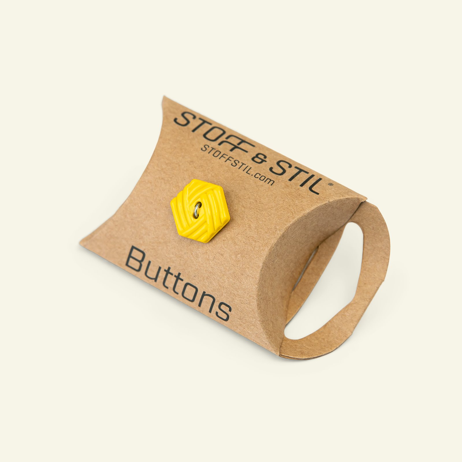 Button 2-holes hexagon 15mm yellow 6pcs 33303_pack_b
