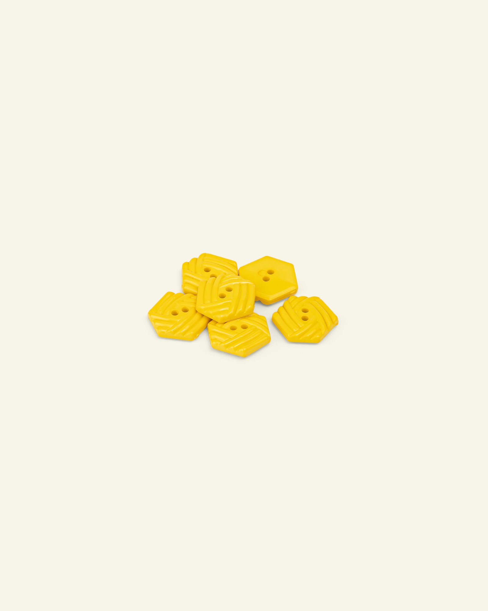 Button 2-holes hexagon 15mm yellow 6pcs 33303_pack