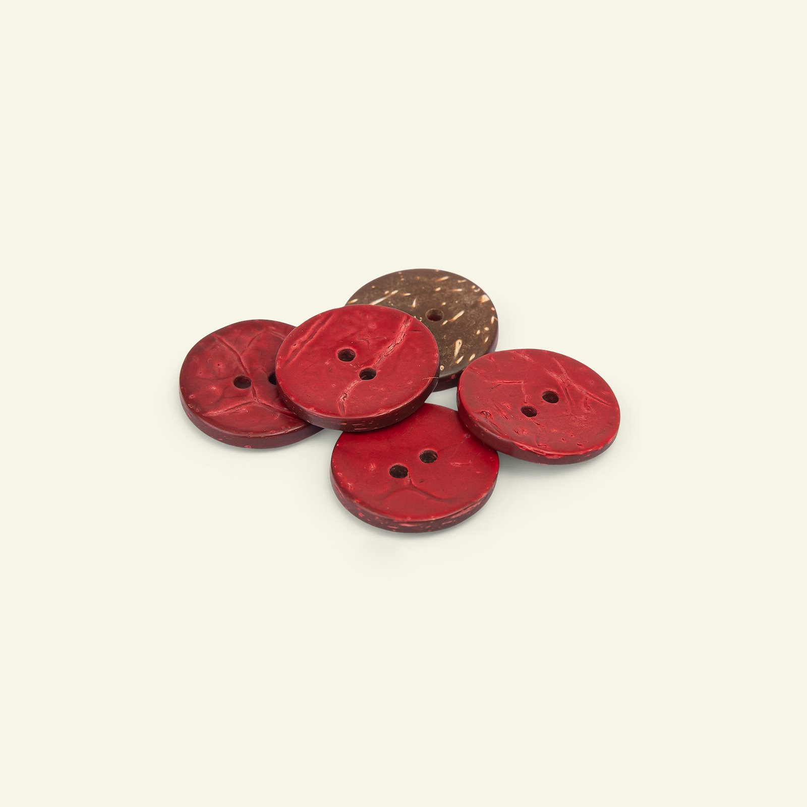 Button 2-holes imit leather 23mm red 5pc 33421_pack