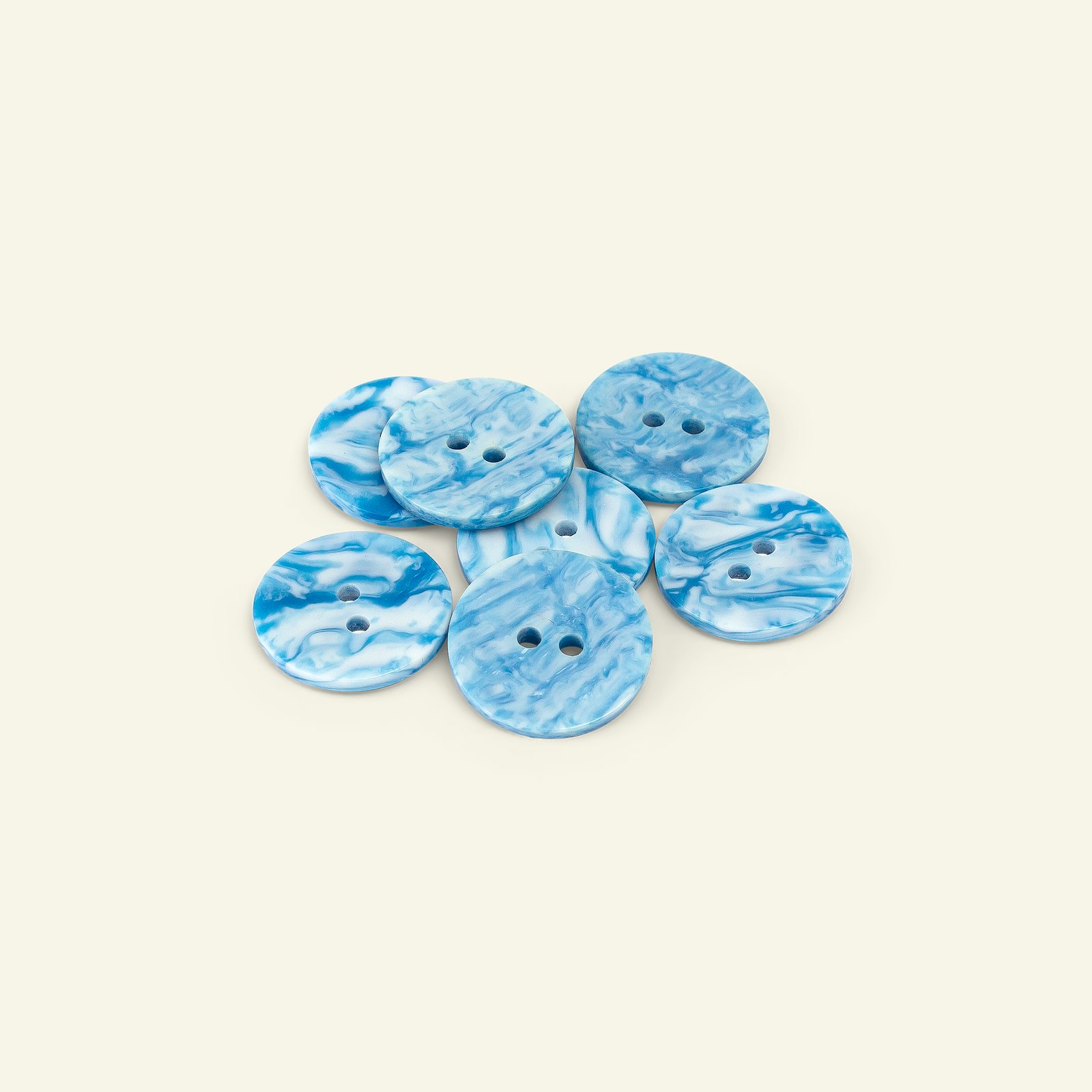Button 2-holes marble 20mm d. blue 7pcs 33311_pack