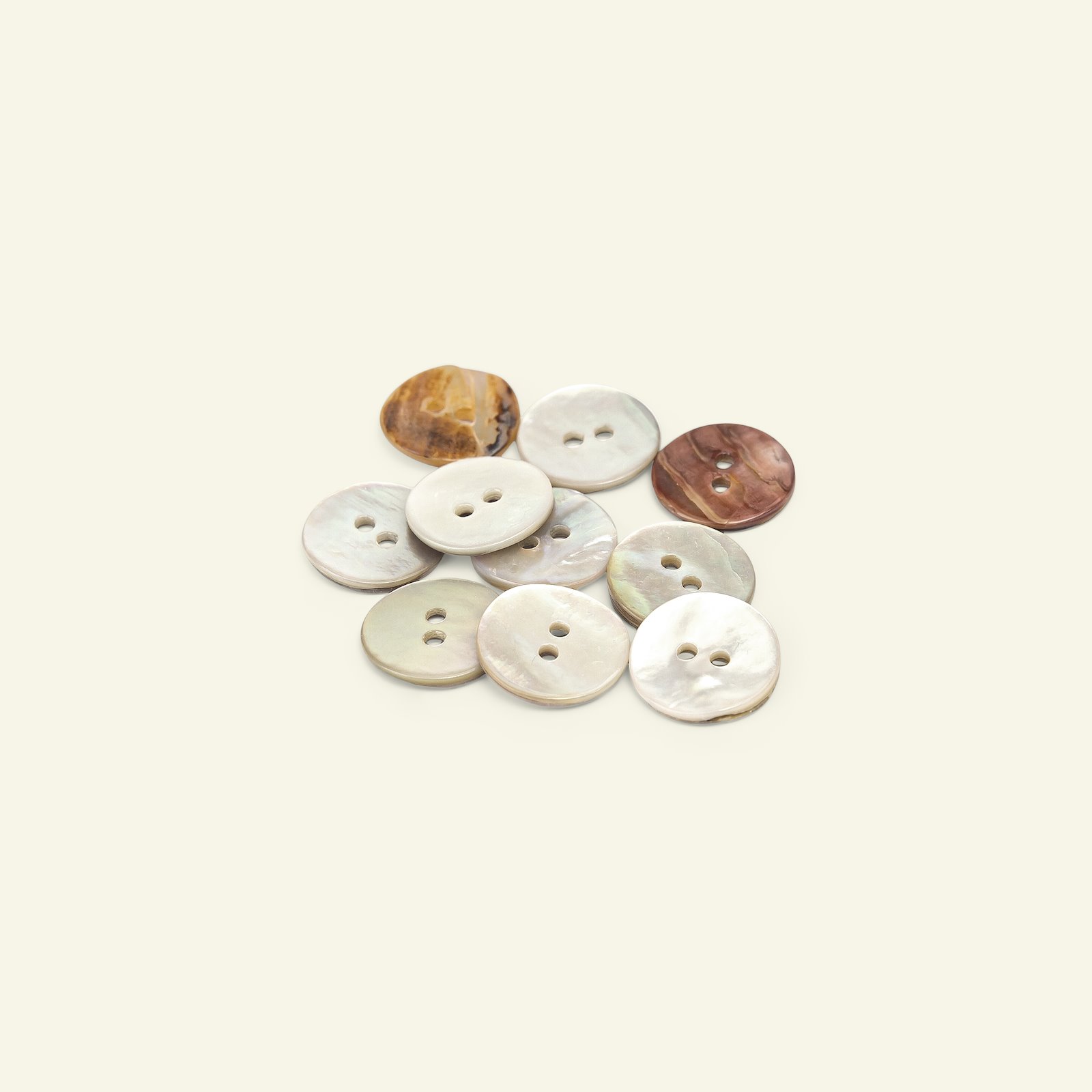 Button 2-holes MOP 15mm offwhite 10pcs