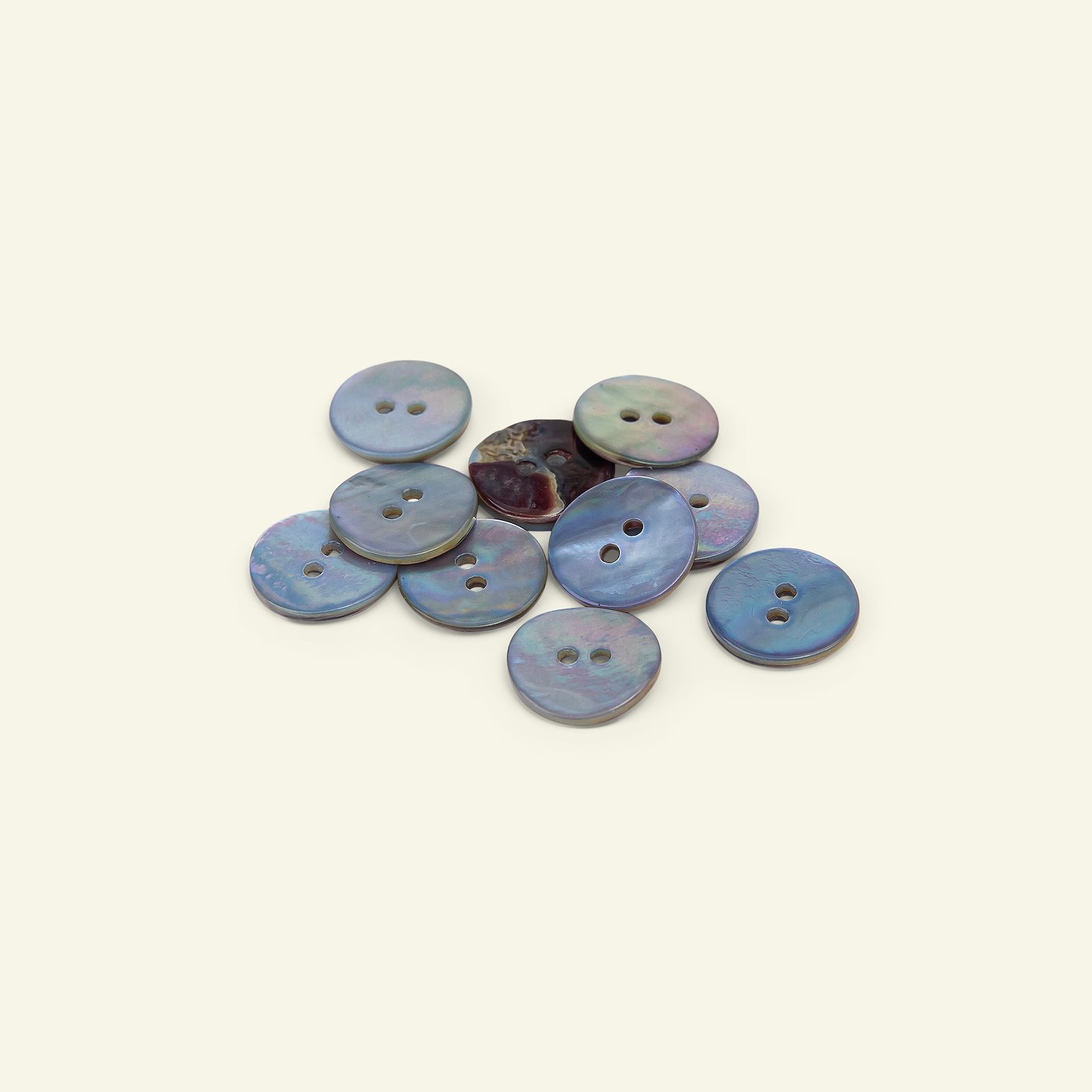 Button 2-holes pearllook 15mm blue 10pcs 33550_pack