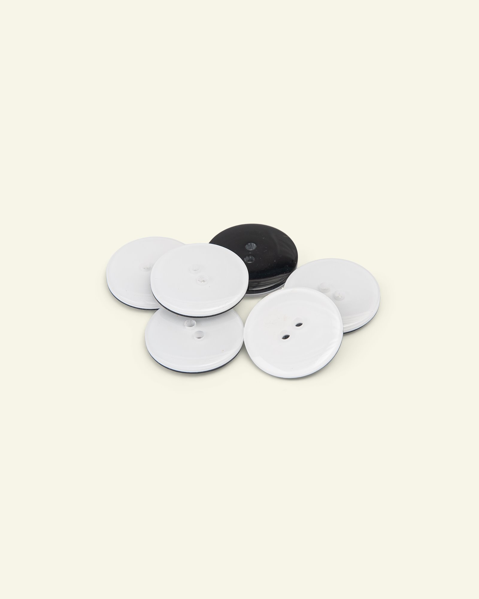 Button 2-holes shiny 23mm white 6pcs 33472_pack