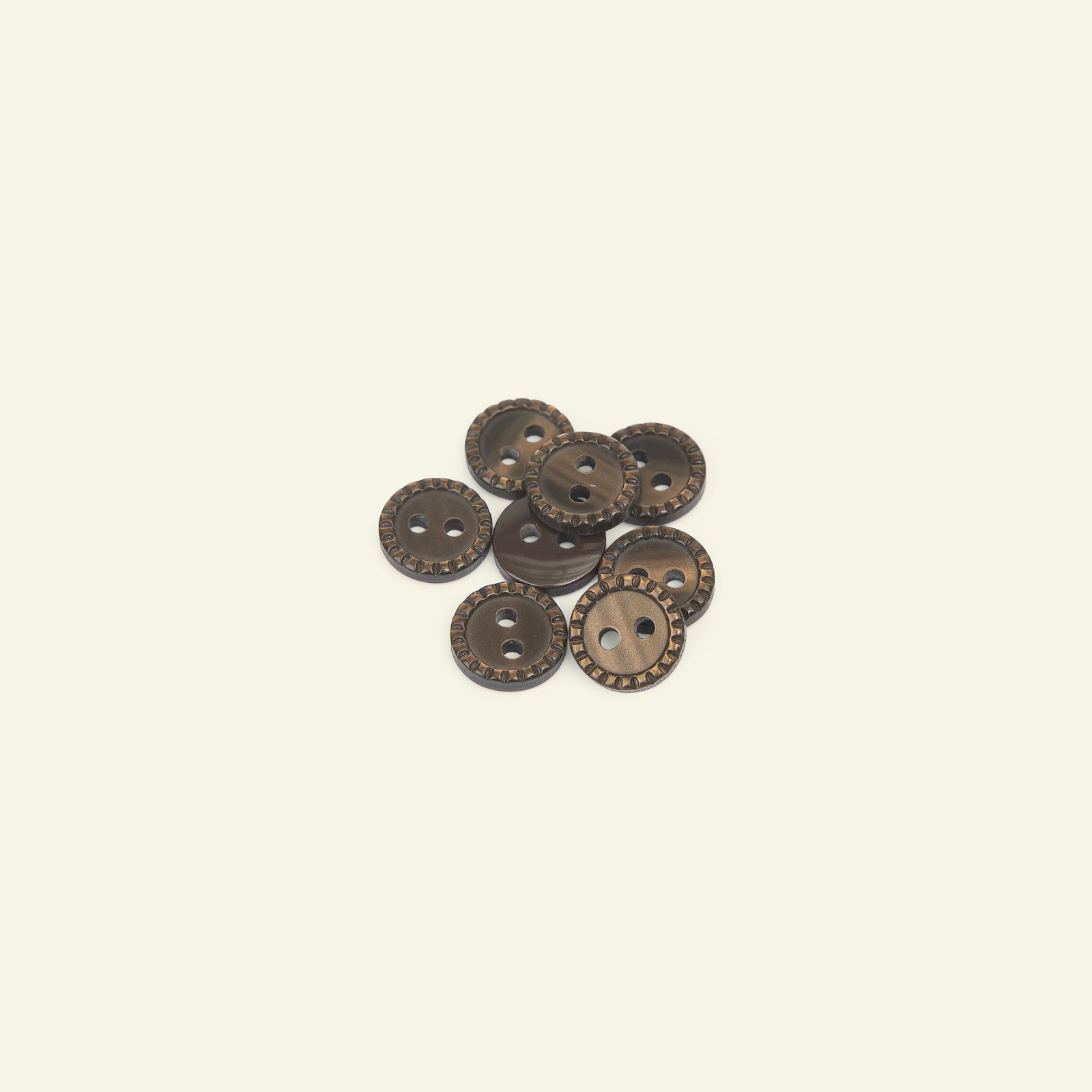 Button 2-holes stitch rim 12mm brown 8pc 33339_pack