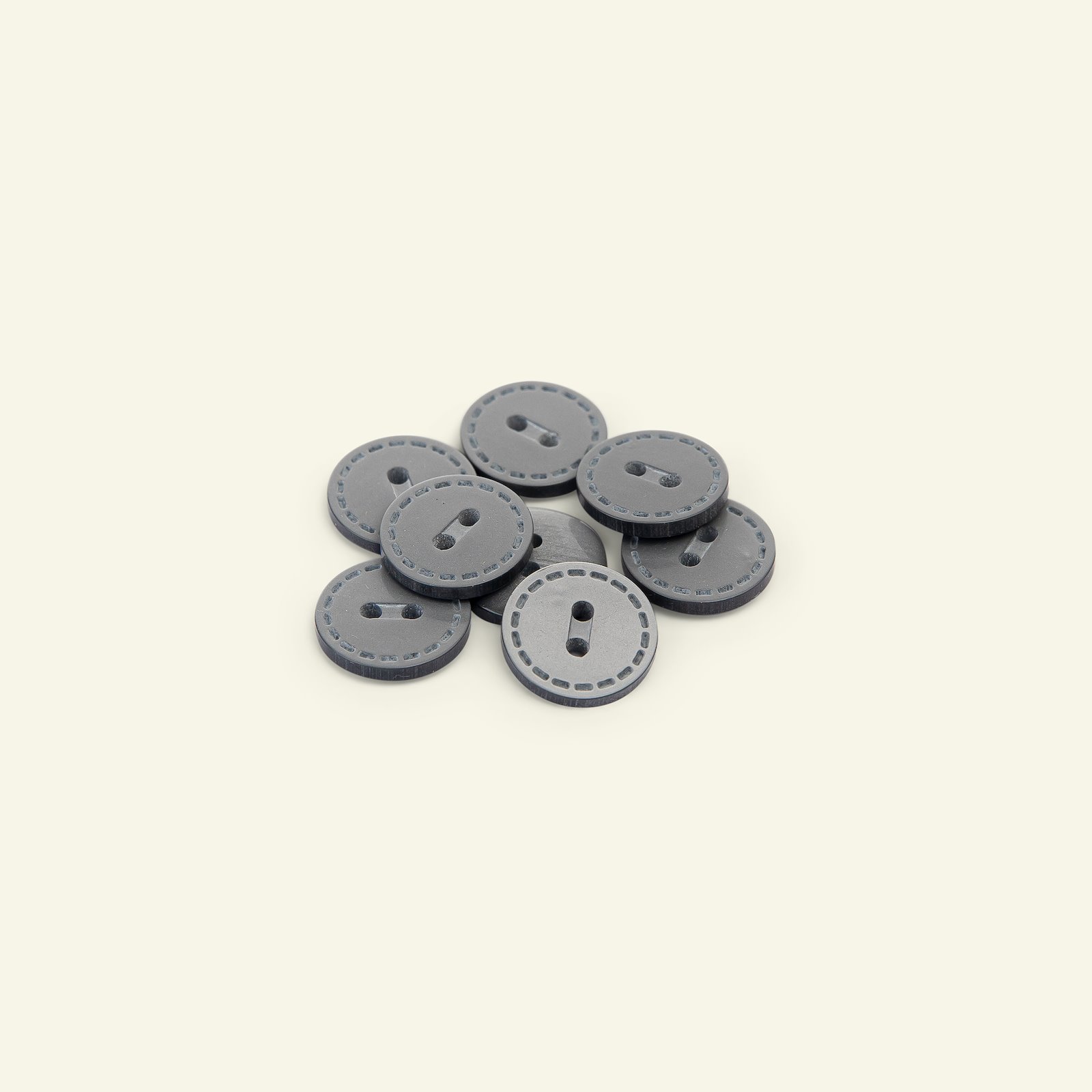 Button 2-holes stitch rim 15mm grey 8pcs 33087_pack