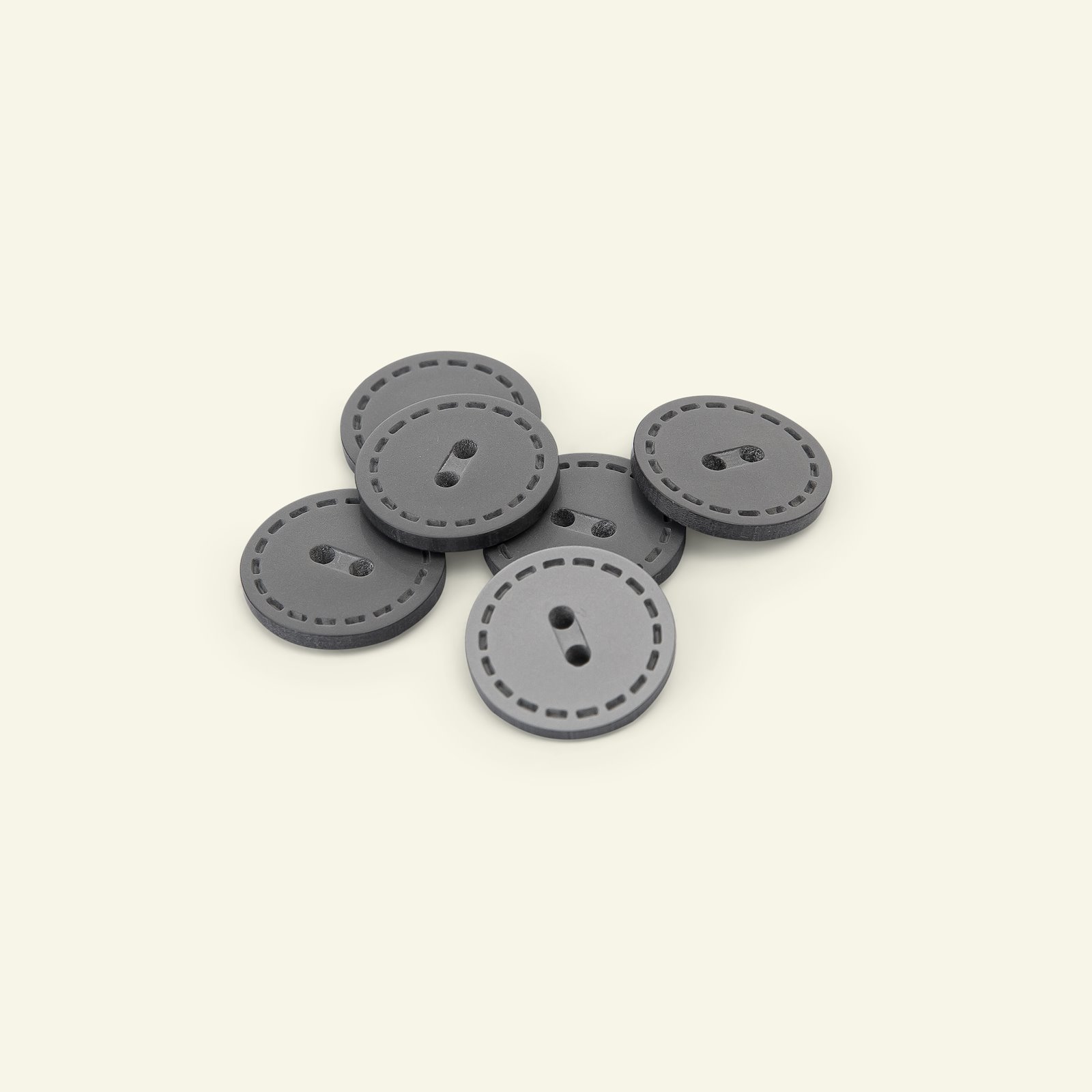Button 2-holes stitch rim 20mm grey 6pcs 33088_pack
