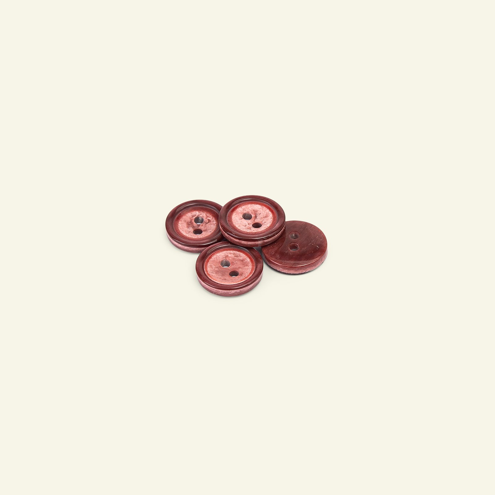 Button 2-holes w/rim 15mm dark red 4pcs 33355_pack
