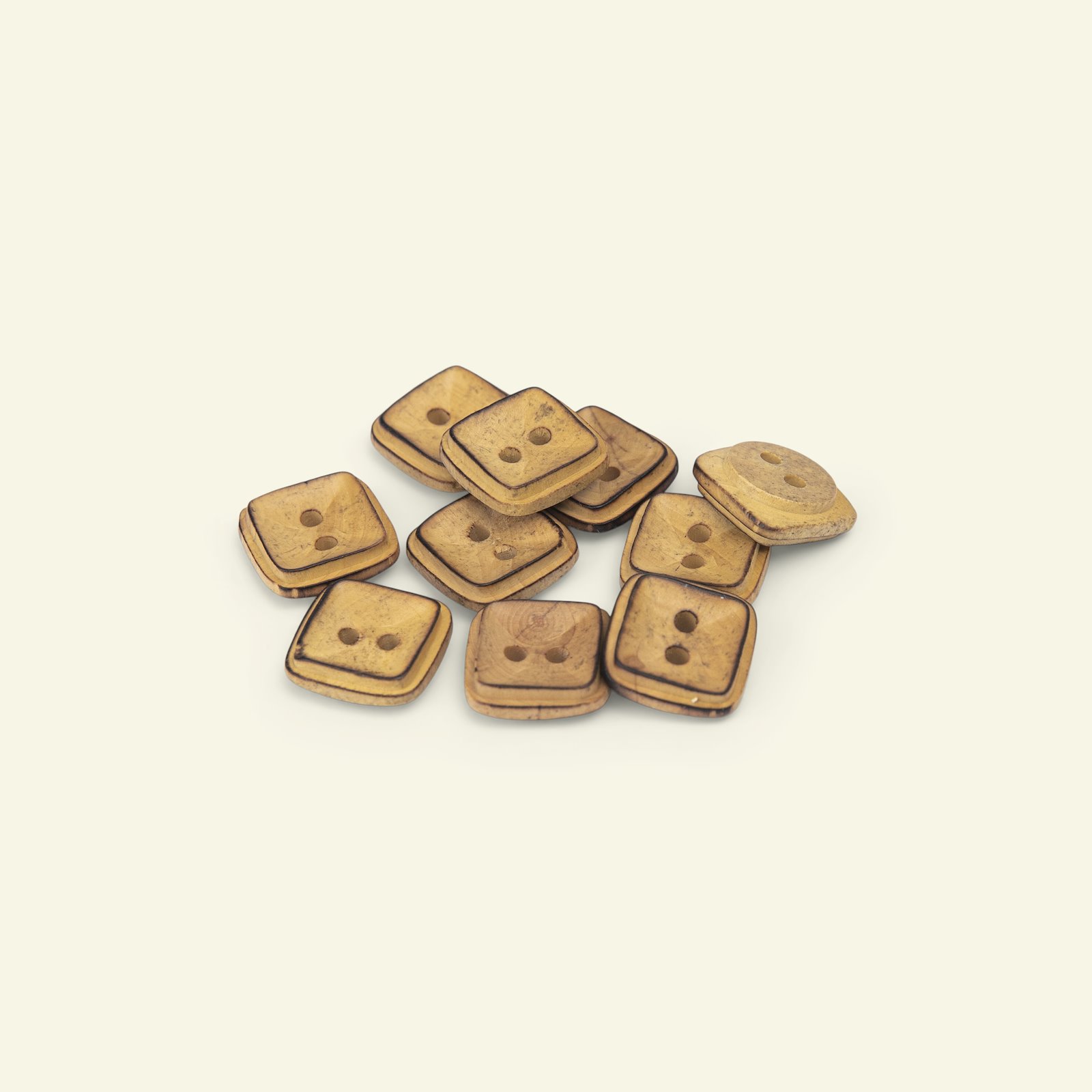 Button 2-holes wood square 12mm 10pcs 33579_pack