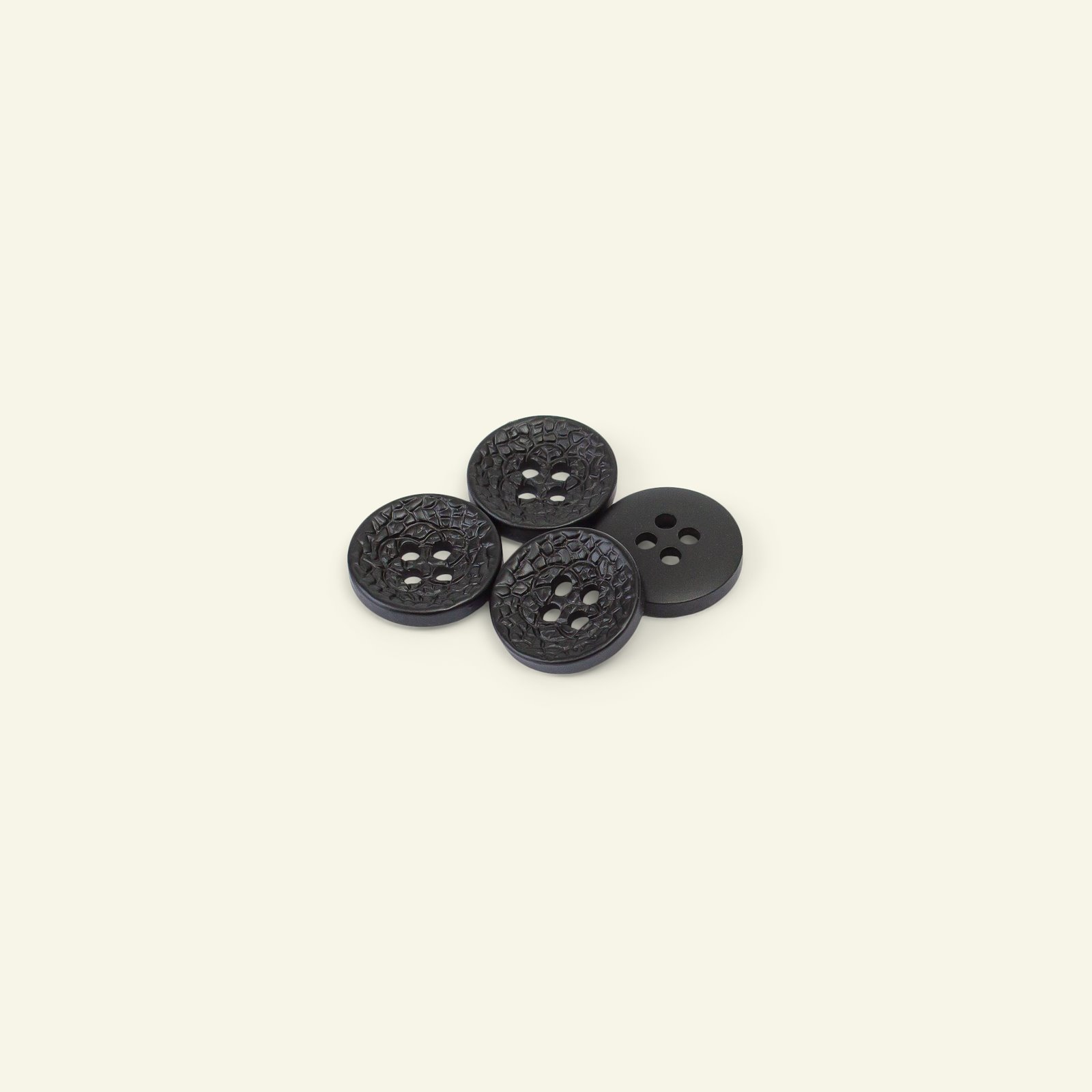 Button 4-hole imit leather 15mm black 4p 33208_pack