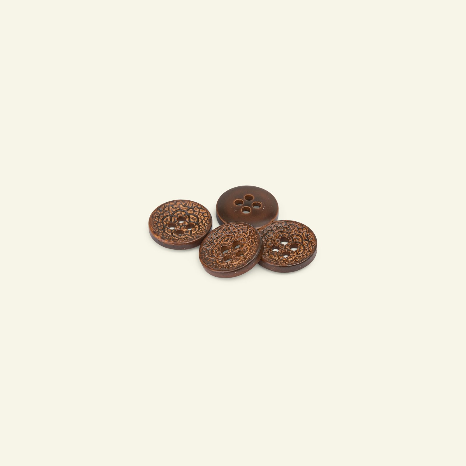 Button 4-hole imit leather 15mm brown 4p 33425_pack