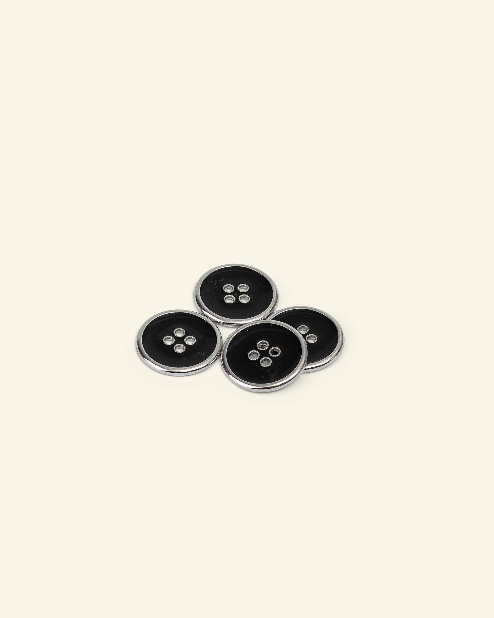 Button 4-hole silver rim 20mm black 4pcs 33182_pack