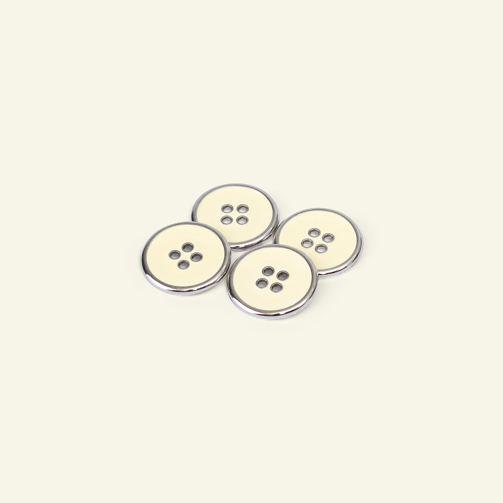 Button 4-hole silver rim 20mm white 4pcs 33073_pack
